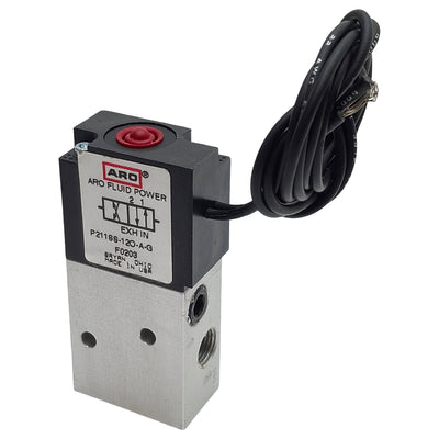 Used ARO P211SS-12O-A-G Solenoid Valve, 4/2-Way, 1/8in NPT, Vac-125psi, 120VAC Coil