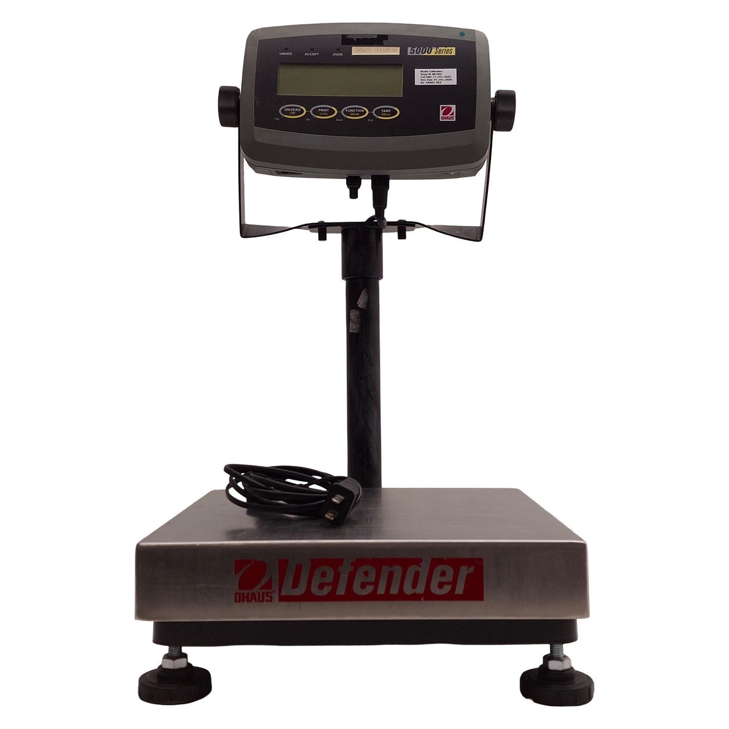 Used Ohaus D10QR Defender Bench Scale w/ T51P LCD Display 12x12in Base, 100-240VAC