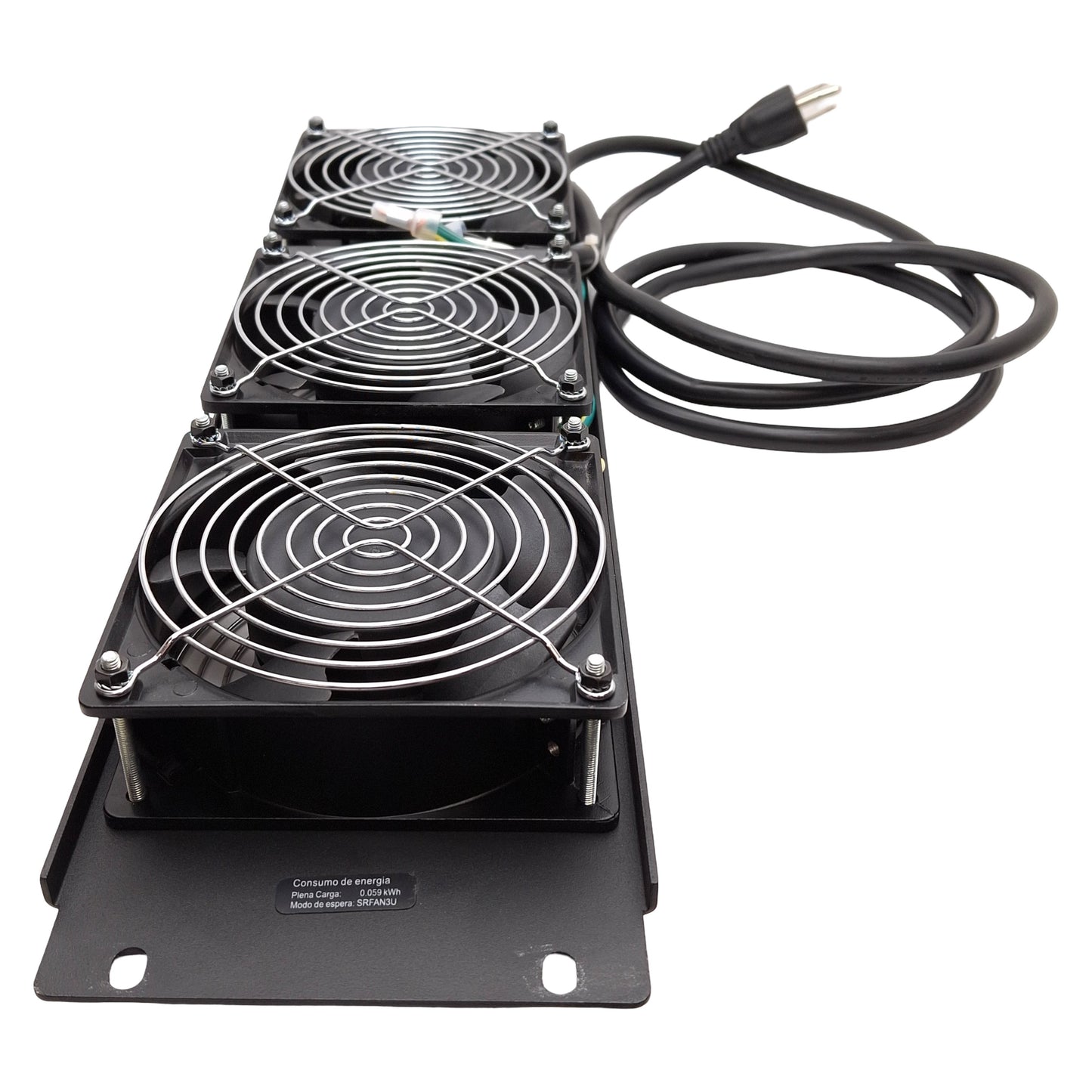 Used Eaton SRFAN3U Tripp Lite SmartRack 3U Fan Panel, 3-Fan, 210cfm, 120VAC, 5-15P
