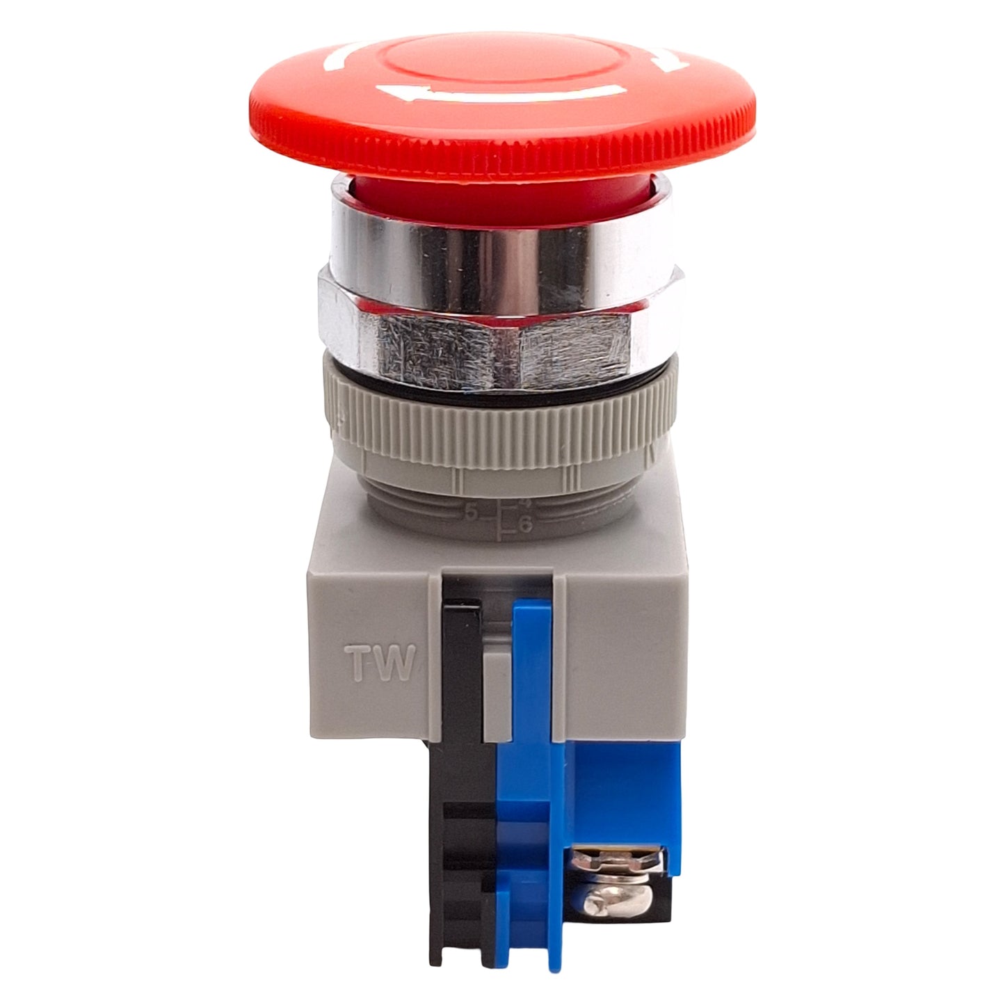 Used Idec AVW410-R E-Stop Pushbutton Push/Turn Reset, 1NO, ø40mm Mushroom, 600VAC 10A