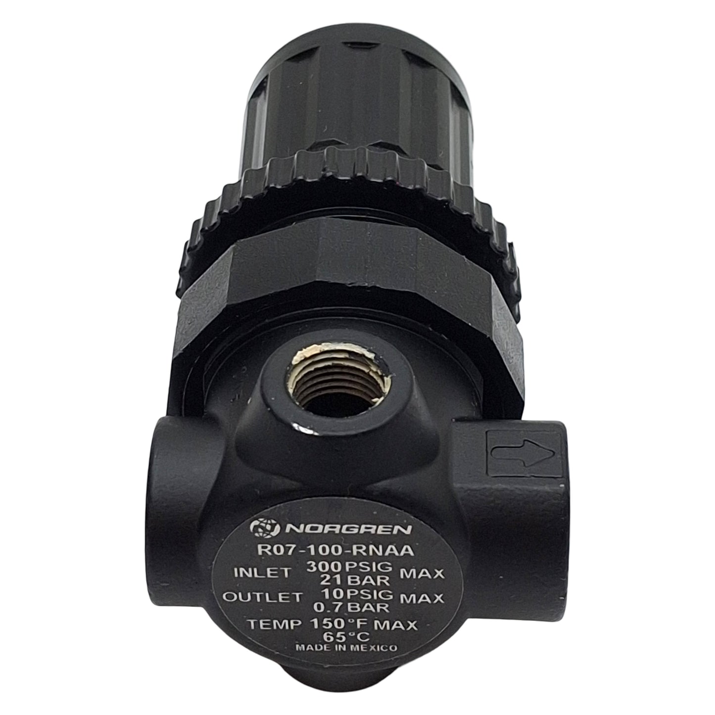 Used Norgren R07-100-RNAA Pneumatic Regulator, 1/8in PTF, 1-10psi Set, 300psi Max