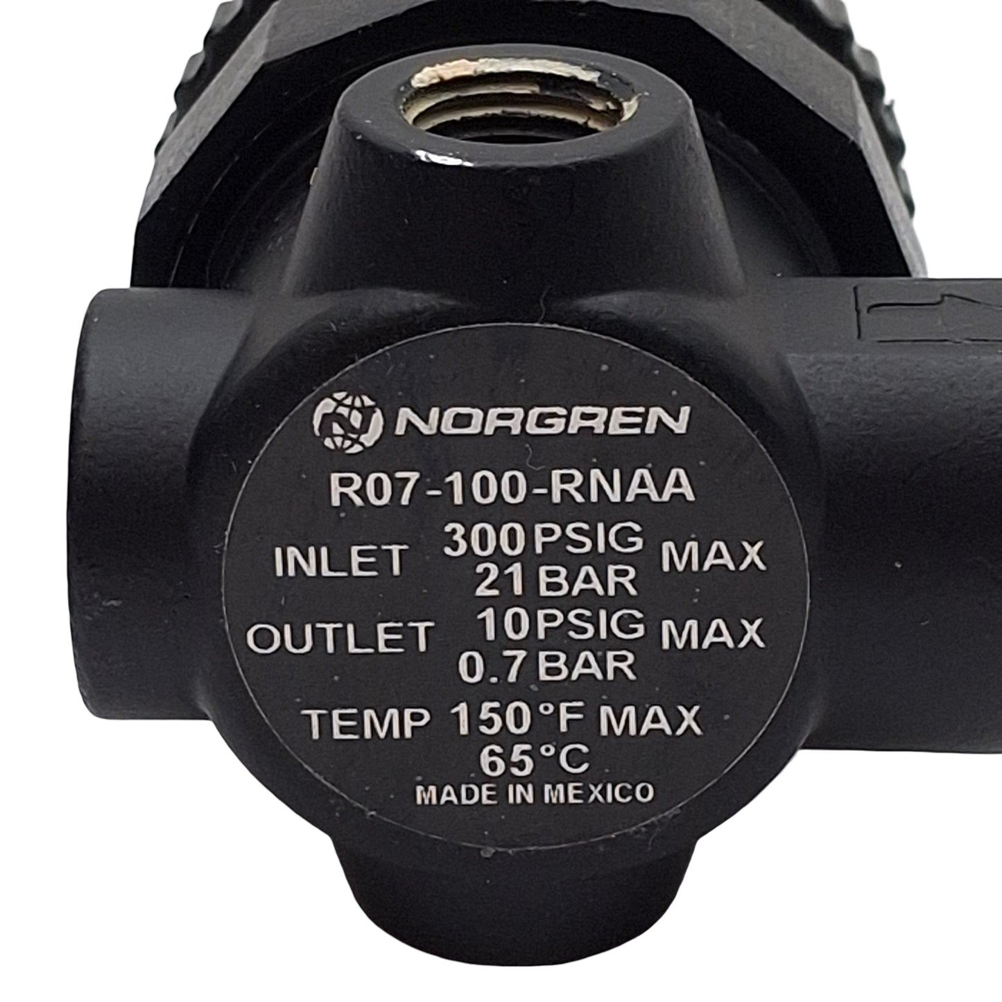Used Norgren R07-100-RNAA Pneumatic Regulator, 1/8in PTF, 1-10psi Set, 300psi Max