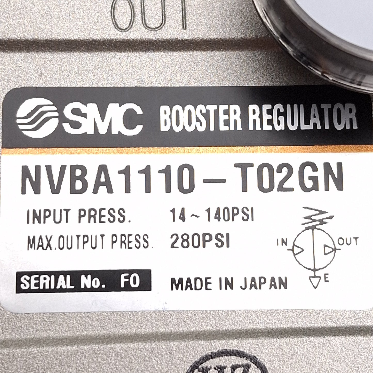 Used SMC NVBA1110-T02GN Booster Regulator, 14-140psi Input, 280psi Output, 1/4in NPTF