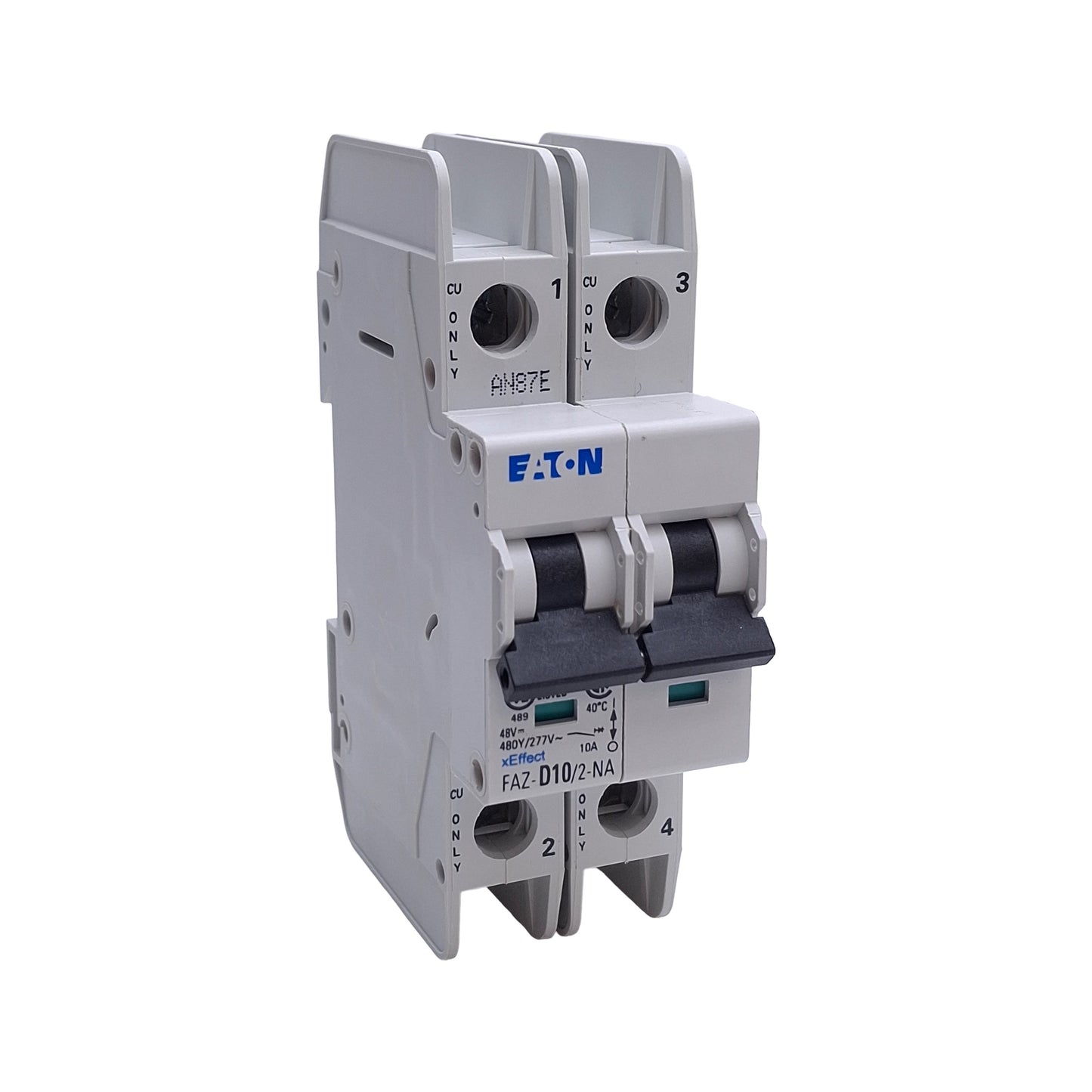 Used Eaton FAZ-D10/2-NA Miniature Circuit Breaker, 10Amps, 480Y/277VAC, 48VDC, 2-Pole