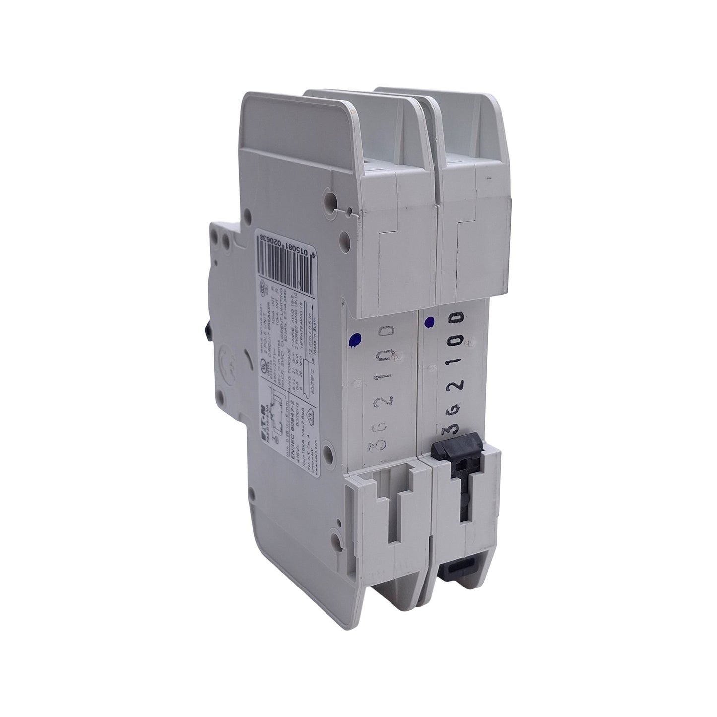 Used Eaton FAZ-D10/2-NA Miniature Circuit Breaker, 10Amps, 480Y/277VAC, 48VDC, 2-Pole