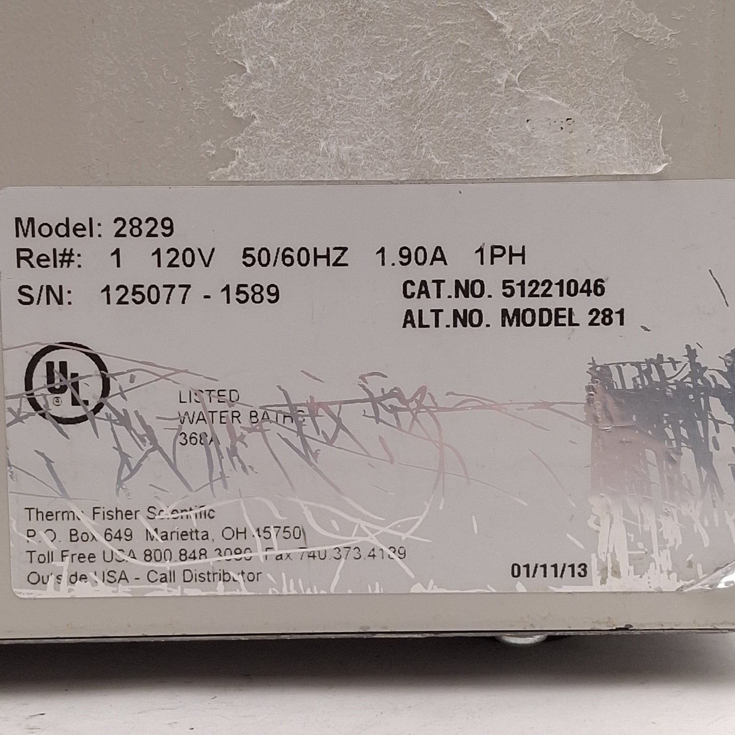Used Thermo Fisher Scientific 2829 Precision Water Bath, 2.5L, 225W, 120VAC 1.9A