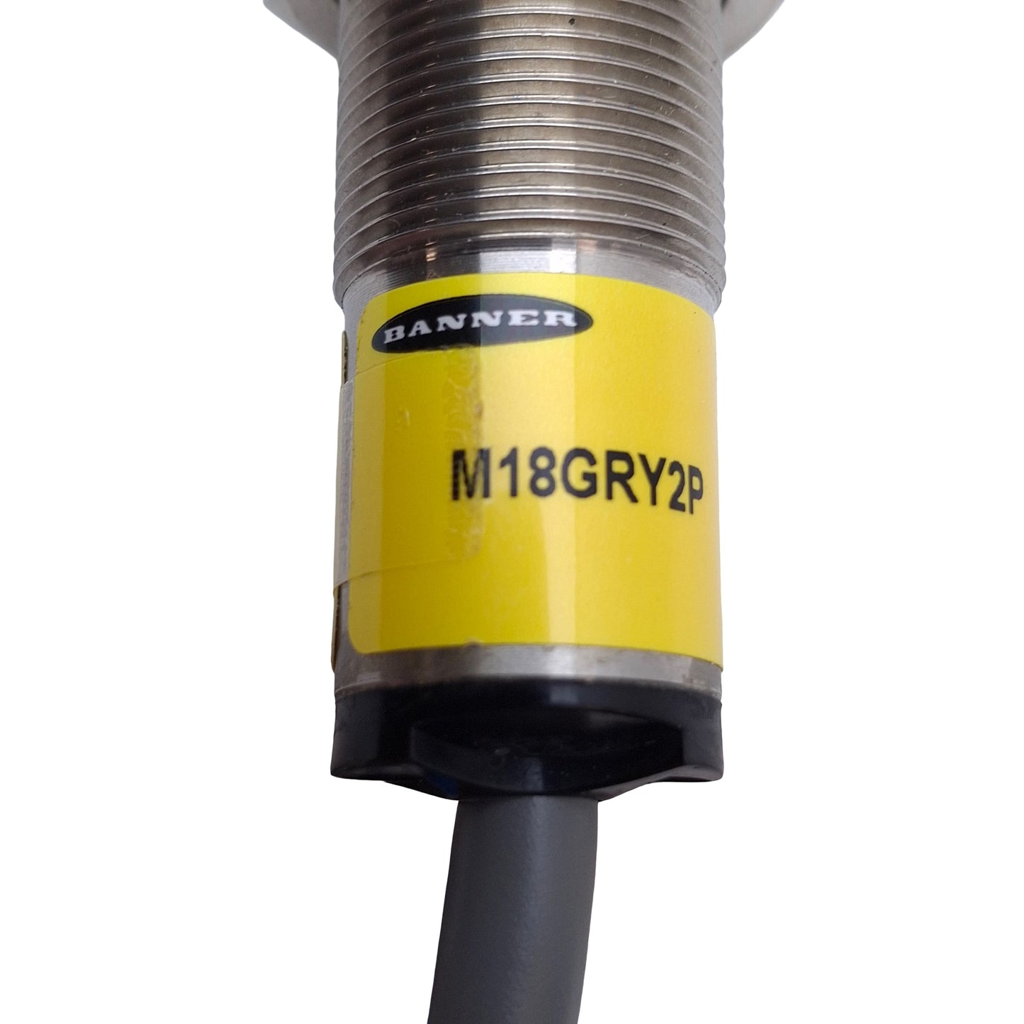 Used Banner M18GRY2P LED Indicator M18 Barrel, PNP Input, 10-30VDC, 3ft Cable