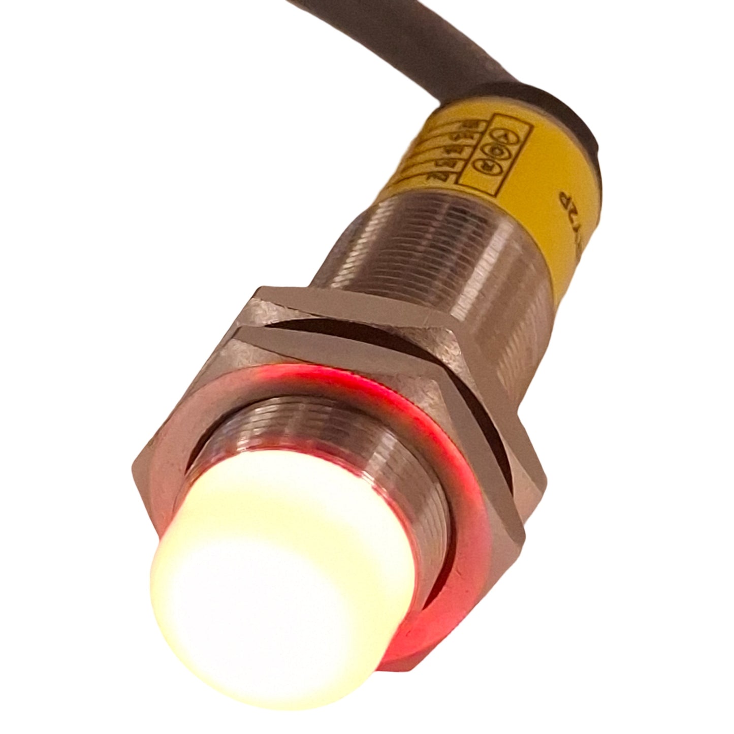 Used Banner M18GRY2P LED Indicator M18 Barrel, PNP Input, 10-30VDC, 3ft Cable