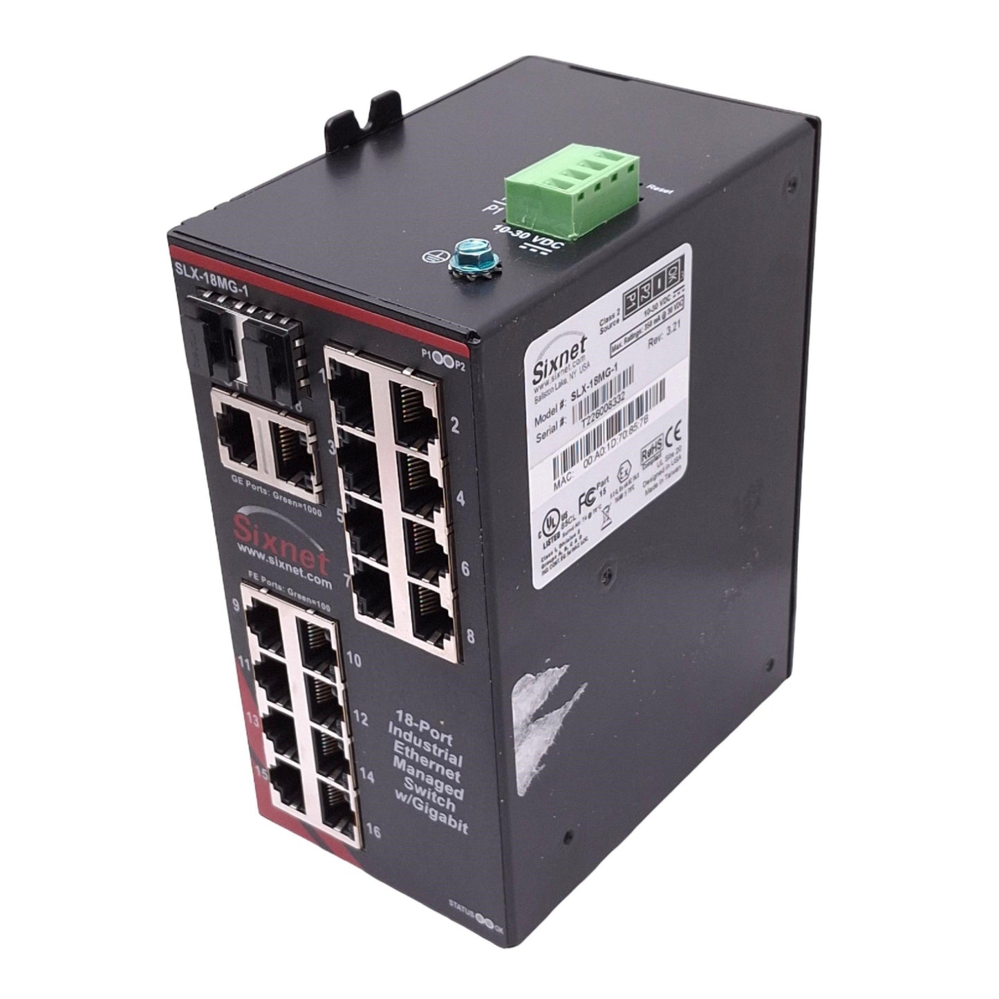 Used Red Lion SLX-18MG-1 Sixnet Managed Ethernet Switch 18-Port, Gigabit, 10-30VDC
