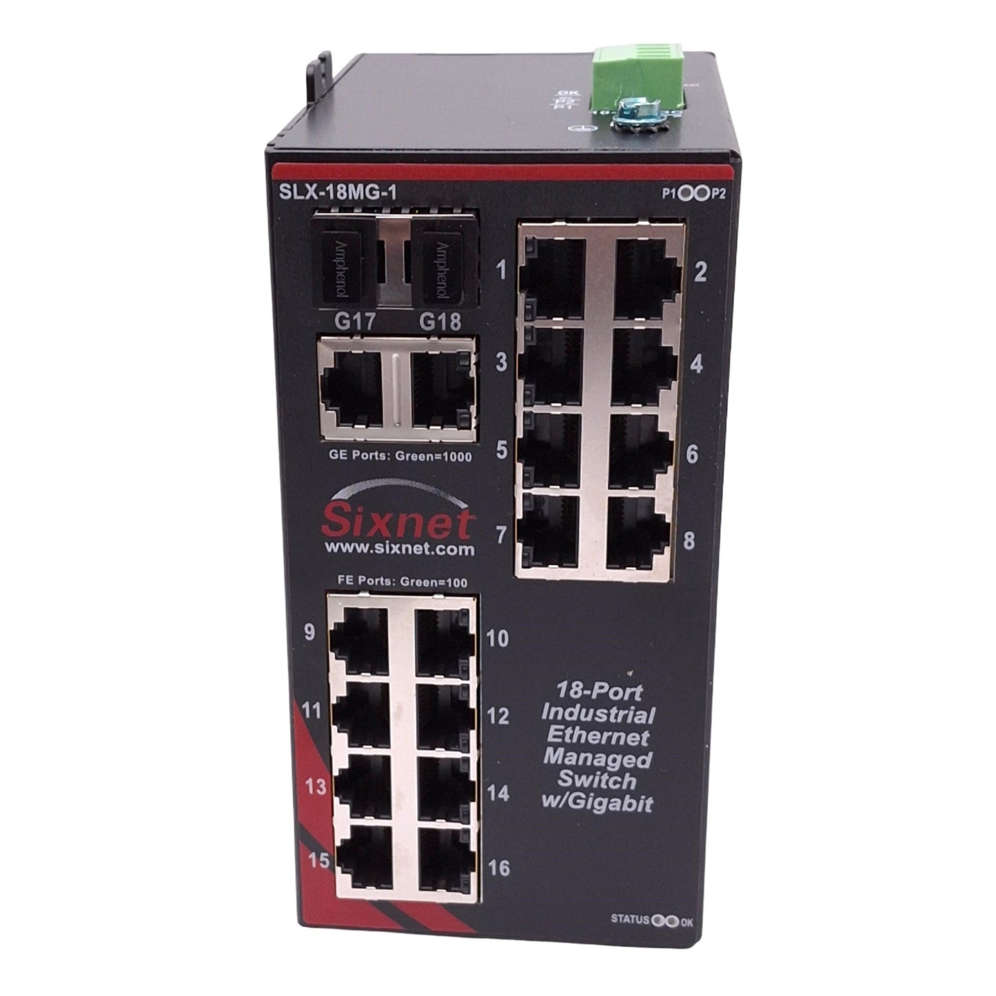 Used Red Lion SLX-18MG-1 Sixnet Managed Ethernet Switch 18-Port, Gigabit, 10-30VDC