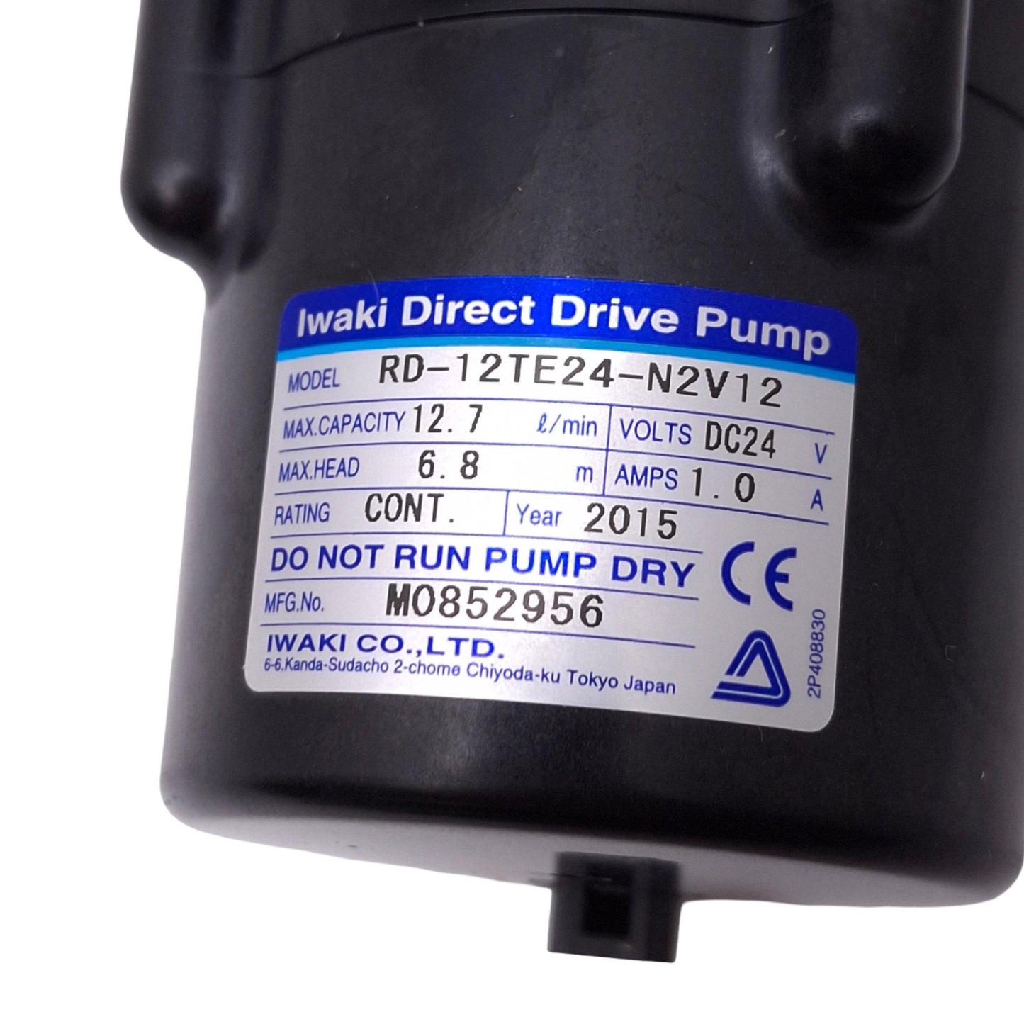 Used Iwaki RD-12TE24-N2V12 Direct Drive Pump, 12.7L/min Max, 24VDC, 3/8in NPT