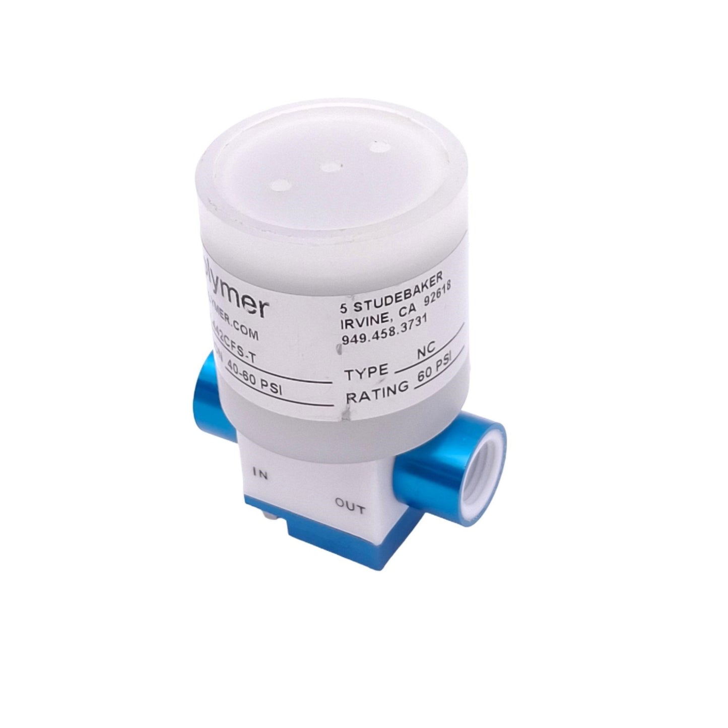 Used iPolymer MTV-442CFS-T Pneumatic Diaphragm Valve, 2-Way NC, 1/4in NPT, 40-60psi