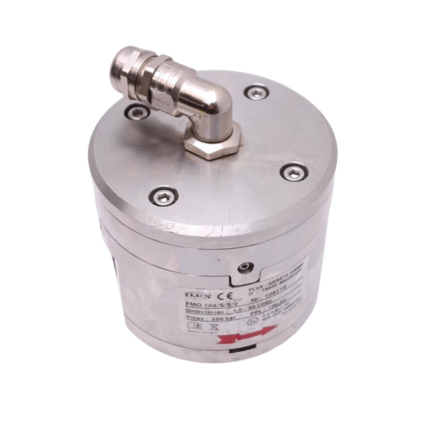Used Flux FMO 104/S/S/2 Oval Rotor Flow Meter, 1-30 L/min, 200bar Max, 1/2in NPT