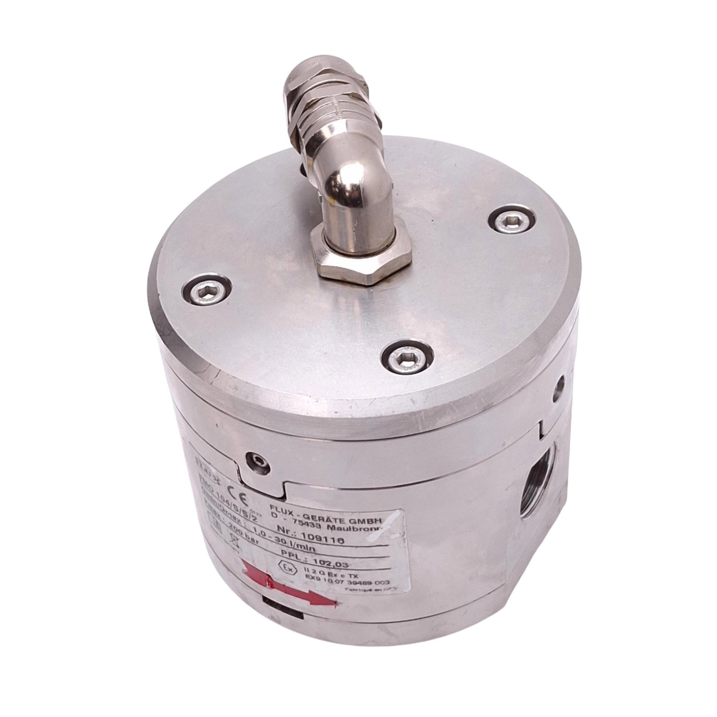 Used Flux FMO 104/S/S/2 Oval Rotor Flow Meter, 1-30 L/min, 200bar Max, 1/2in NPT