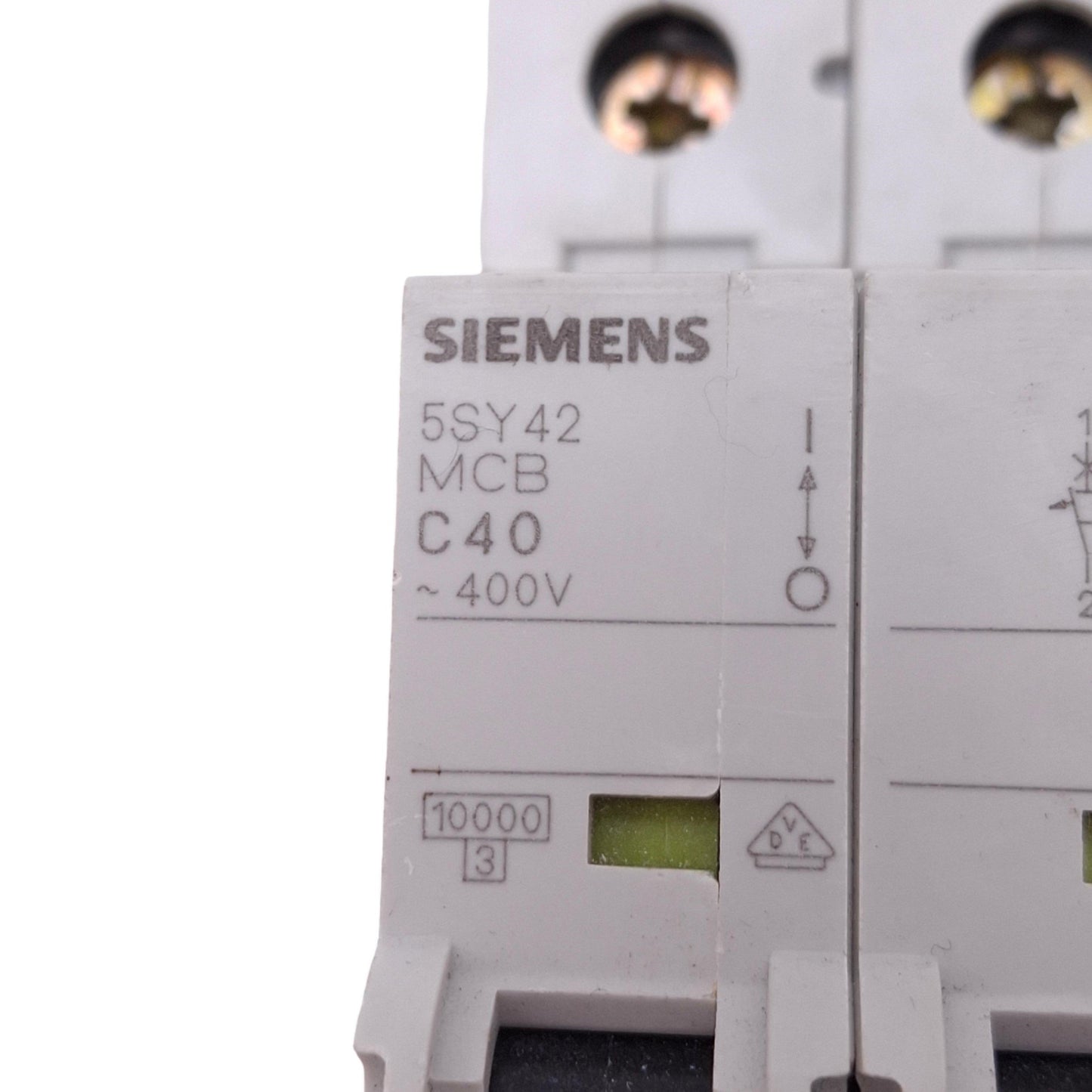 Used Siemens 5SY4240-7 Supplementary Circuit Breaker, 2-Pole 40A, w/ Aux Switch
