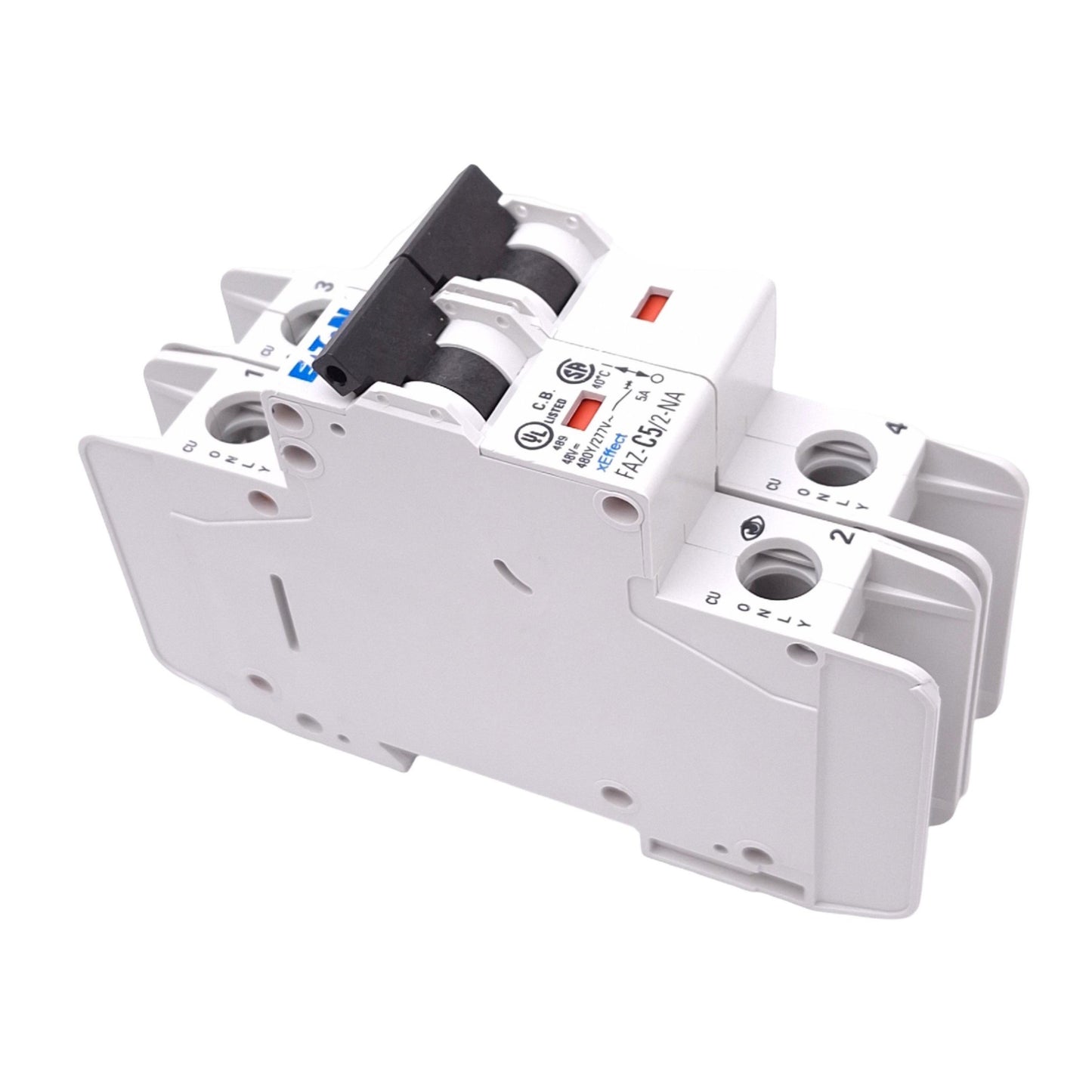 Used Eaton FAZ-C5/2-NA Circuit Breaker, 2-Pole 5A, 480Y/277VAC Max, DIN Rail