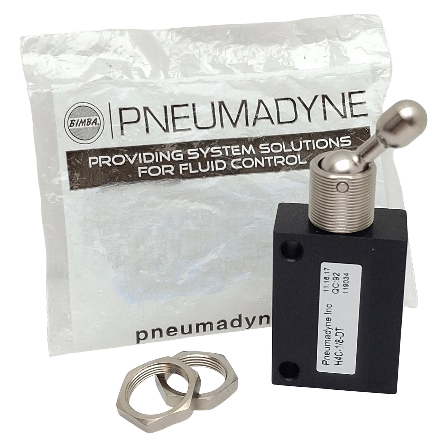 New Bimba Pneumadyne H4C-1/8-DT Detented Toggle Valve, 3/2-Way, 1/8in NPT, 125psi