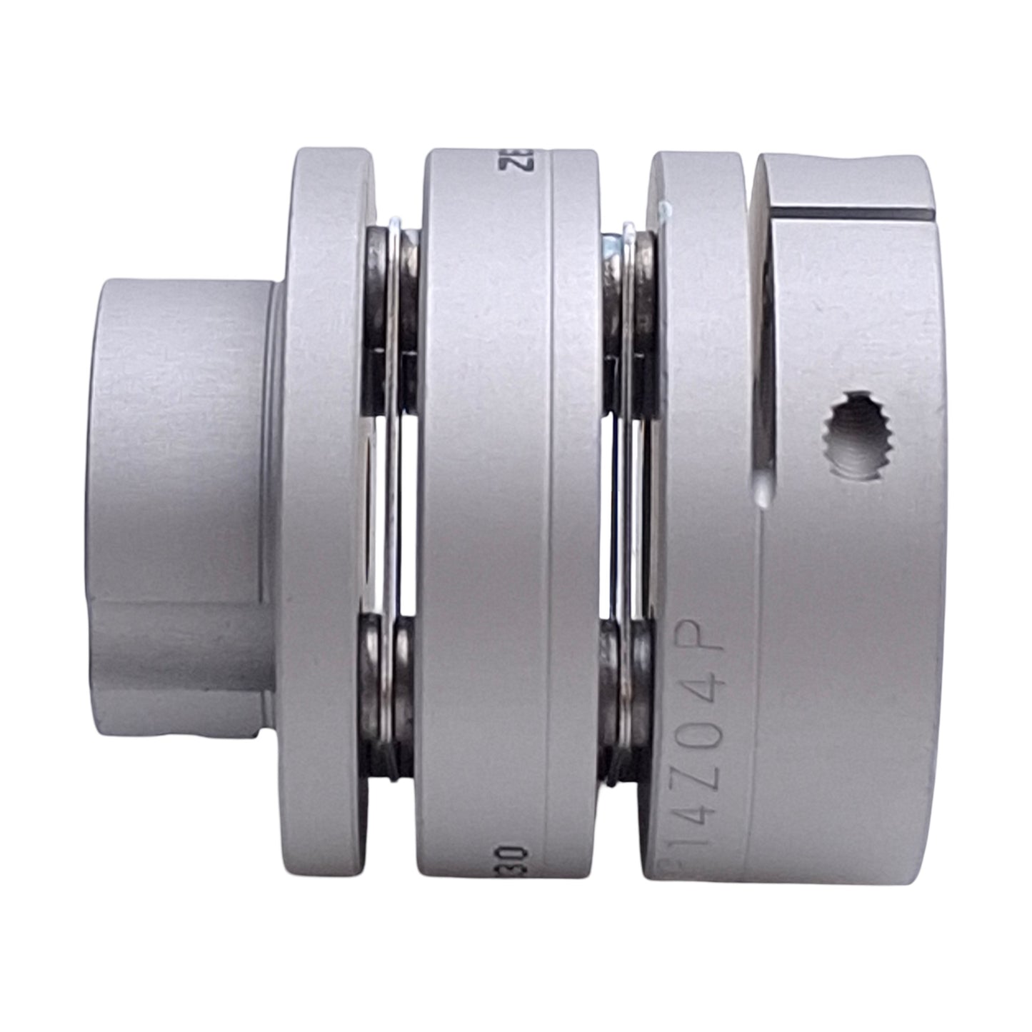 New – Open box Zero Max SC030-1/2-1/4 Flexible Aluminum Coupling, 1/2in to 1/4 Bore, 1.33in OD