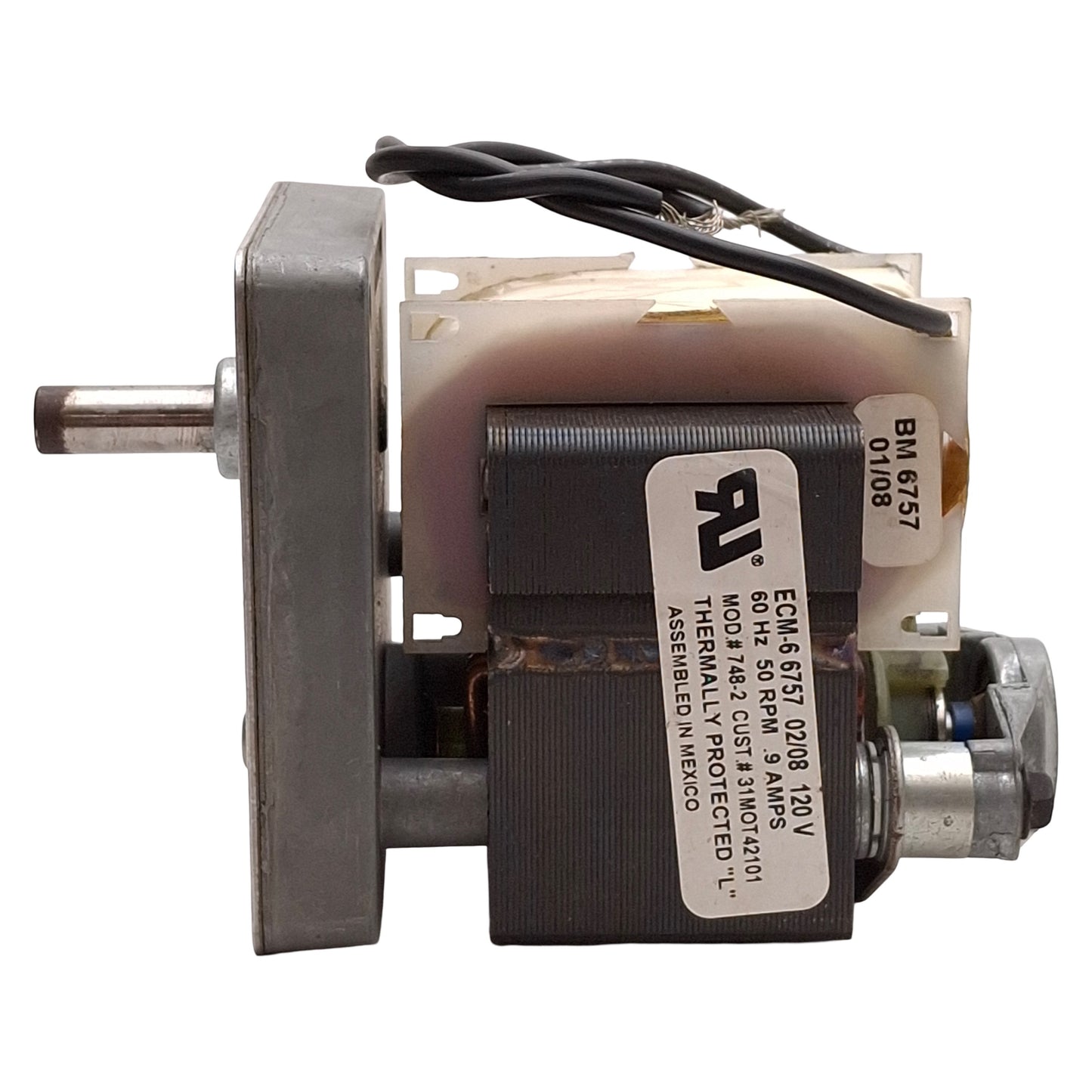 Used ECM Motor Co ECM-6 6757 748-2 31MOT42101 Gearmotor Assembly, 60:1, 50rpm, 120VAC