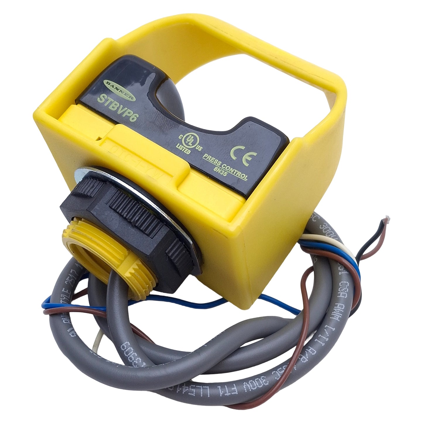 Used Banner STBVP6 Safety Optical Touch Button PNP, 10-30VDC, Flying Leads, 2ft Cable