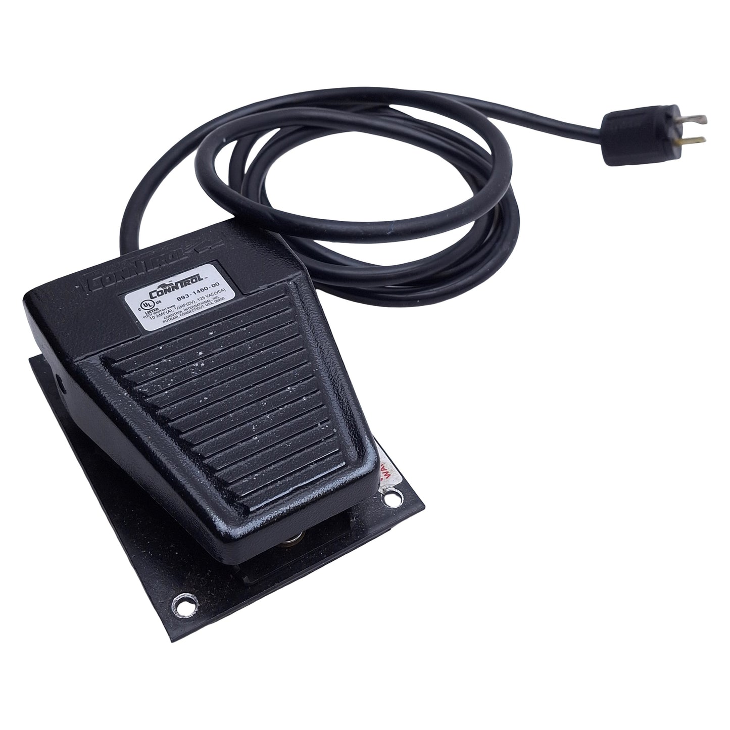 Used ConnTrol 893-1460-00 Foot Pedal Switch, Momentary, 10A 125VAC, 1/3HP, 5ft Cable