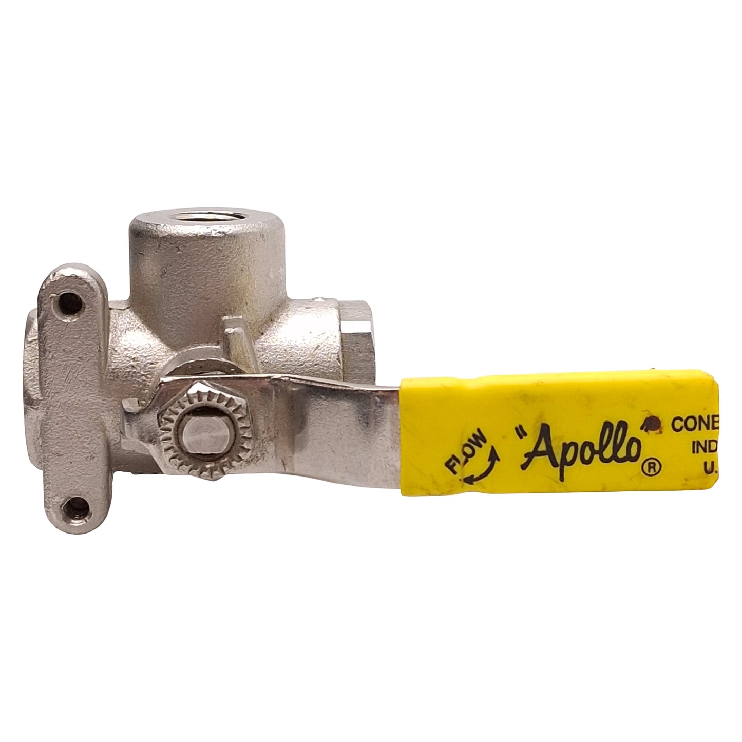 Used Apollo 76-601-01 Stainless Steel Ball Valve, 3-Way Diversion, 1/4in NPT *Handle*