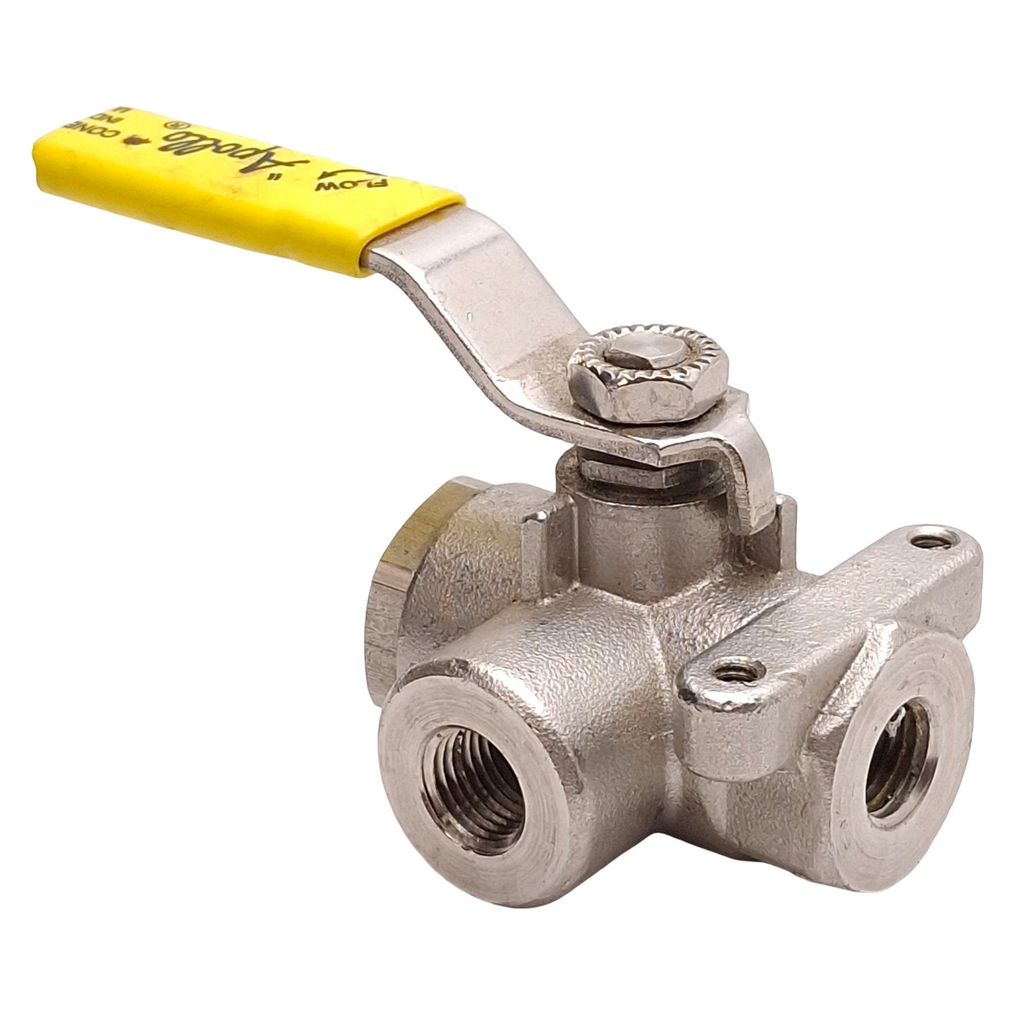 Used Apollo 76-601-01 Stainless Steel Ball Valve, 3-Way Diversion, 1/4in NPT *Handle*