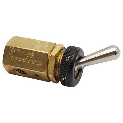Used Clippard M-TV-3S Brass Toggle Valve, 3-Way NC, #10-32, 10bar Max, 125L/min, M12