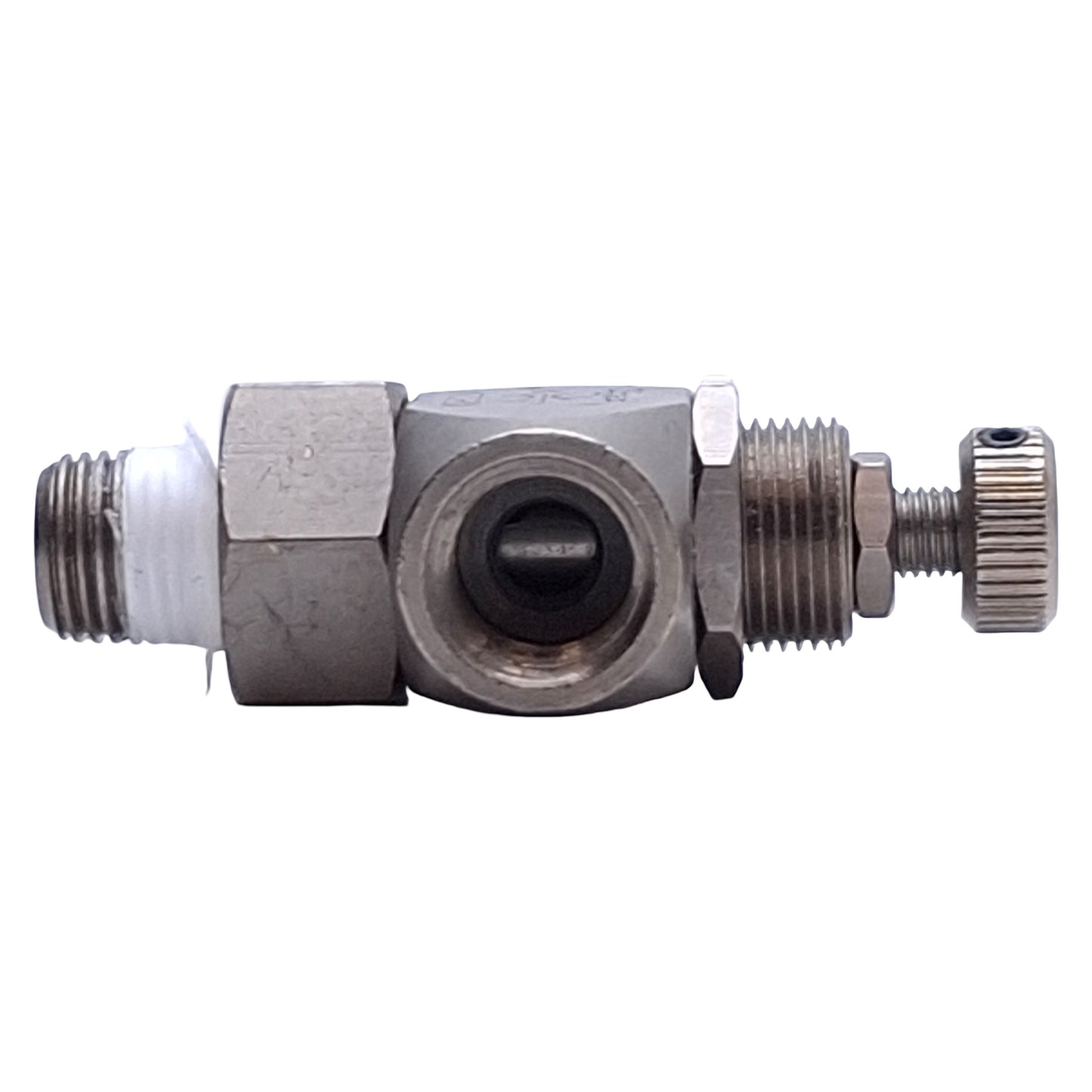 Used Lot of 2 Clippard JFC-2B Right Angle Flow Control 310l/min, 150psi Max, 1/8" NPT