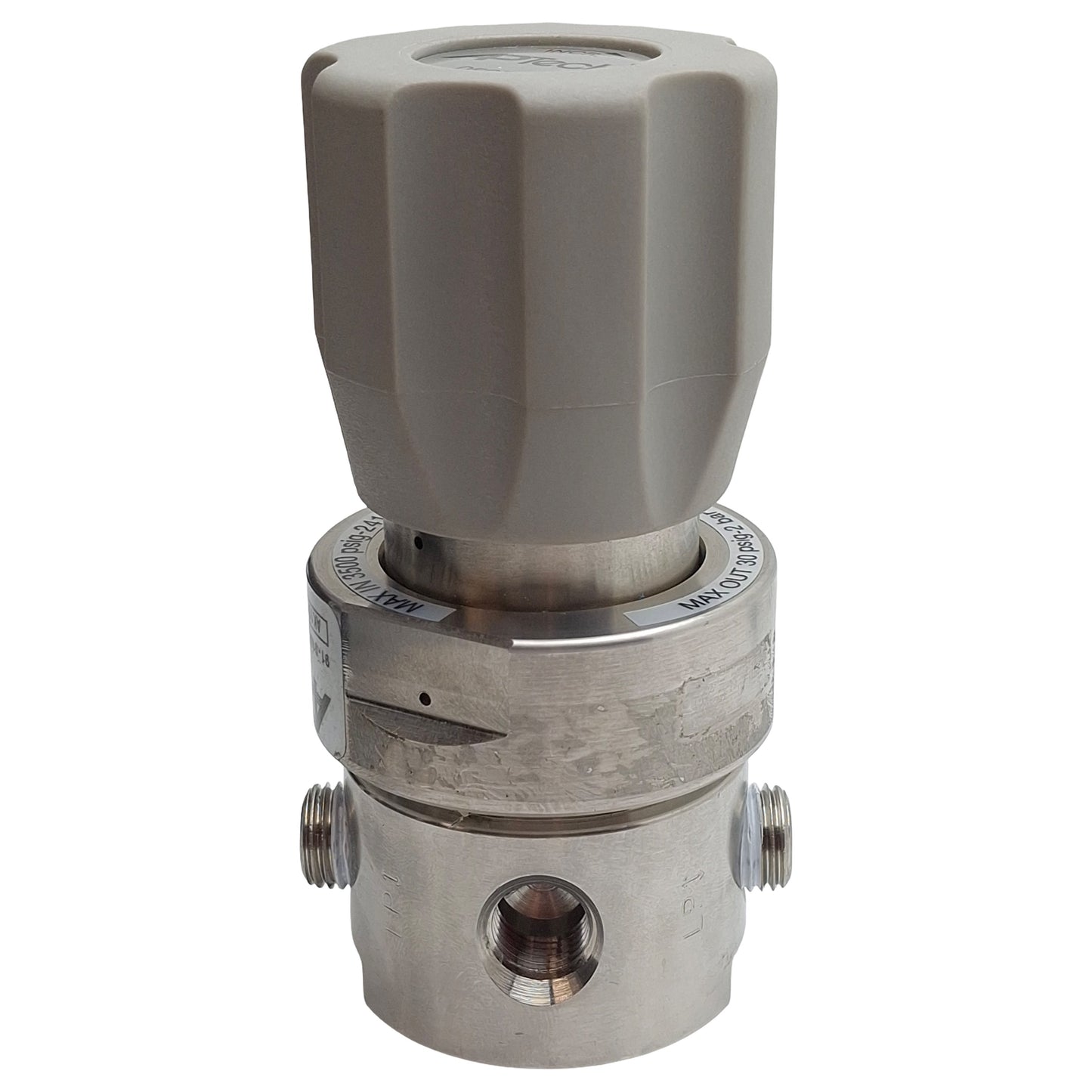 Used APTech AK1002S4PL4400 Pressure Regulator, 1-30psi Set, 3500psi In, 1/4in NPT
