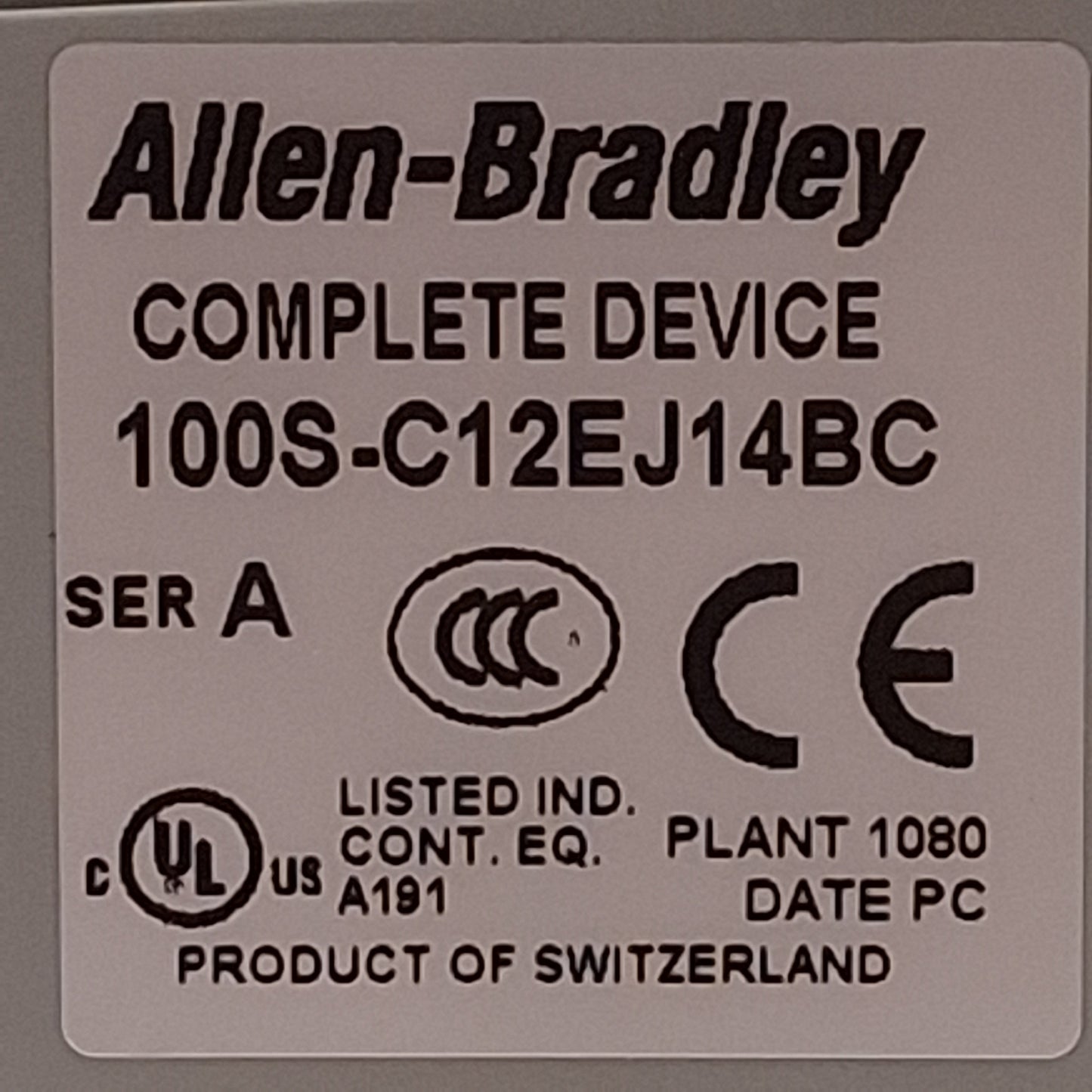 Used Allen Bradley 100S-C12EJ14BC Guardmaster Safety Contactor, 1NO+4NC, 24VDC Coil