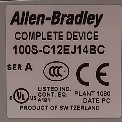 Used Allen Bradley 100S-C12EJ14BC Guardmaster Safety Contactor, 1NO+4NC, 24VDC Coil
