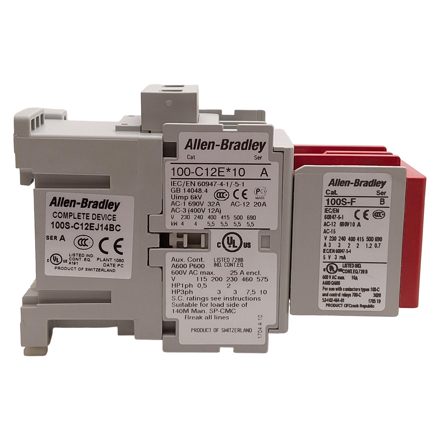 Used Allen Bradley 100S-C12EJ14BC Guardmaster Safety Contactor, 1NO+4NC, 24VDC Coil