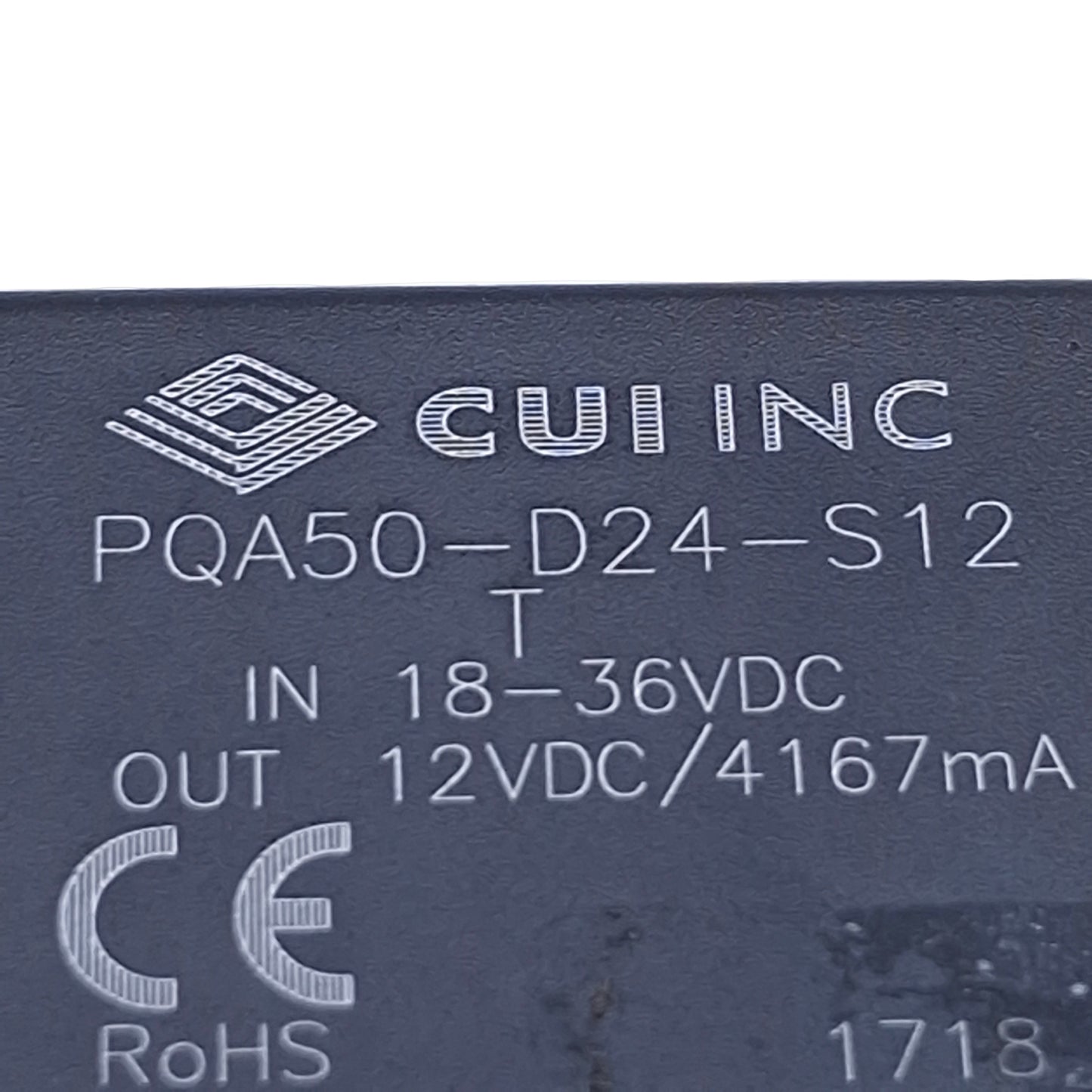 Used CUI PQA50-D24-S12 DC-DC Converter Power Supply 18-36VDC In, 12VDC 4.1A 50W Out