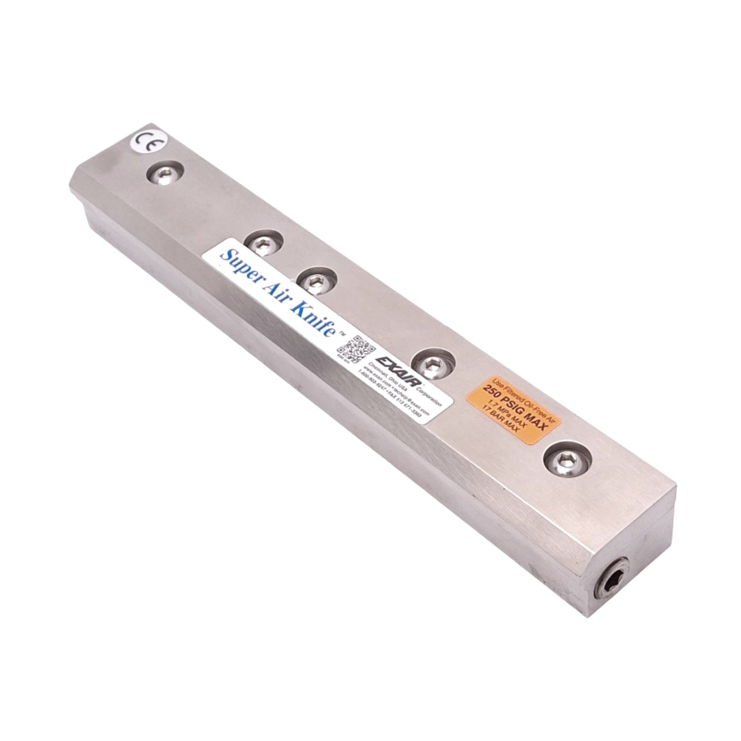 Used Exair 110009SS-316 Super Air Knife, 9in Length, 250psi Max, Stainless Steel