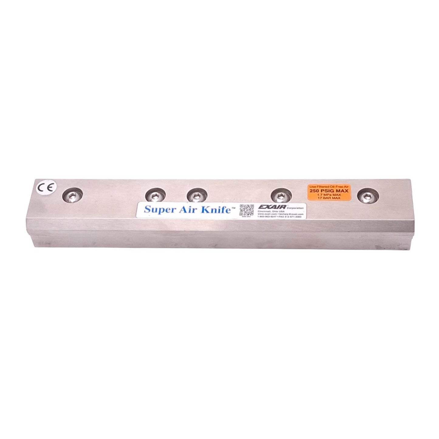 Used Exair 110009SS-316 Super Air Knife, 9in Length, 250psi Max, Stainless Steel