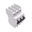 Used Eaton FAZ-D1,5/3-NA Circuit Breaker, 3-Pole 1.5A, 480Y/277VAC Max, DIN Rail