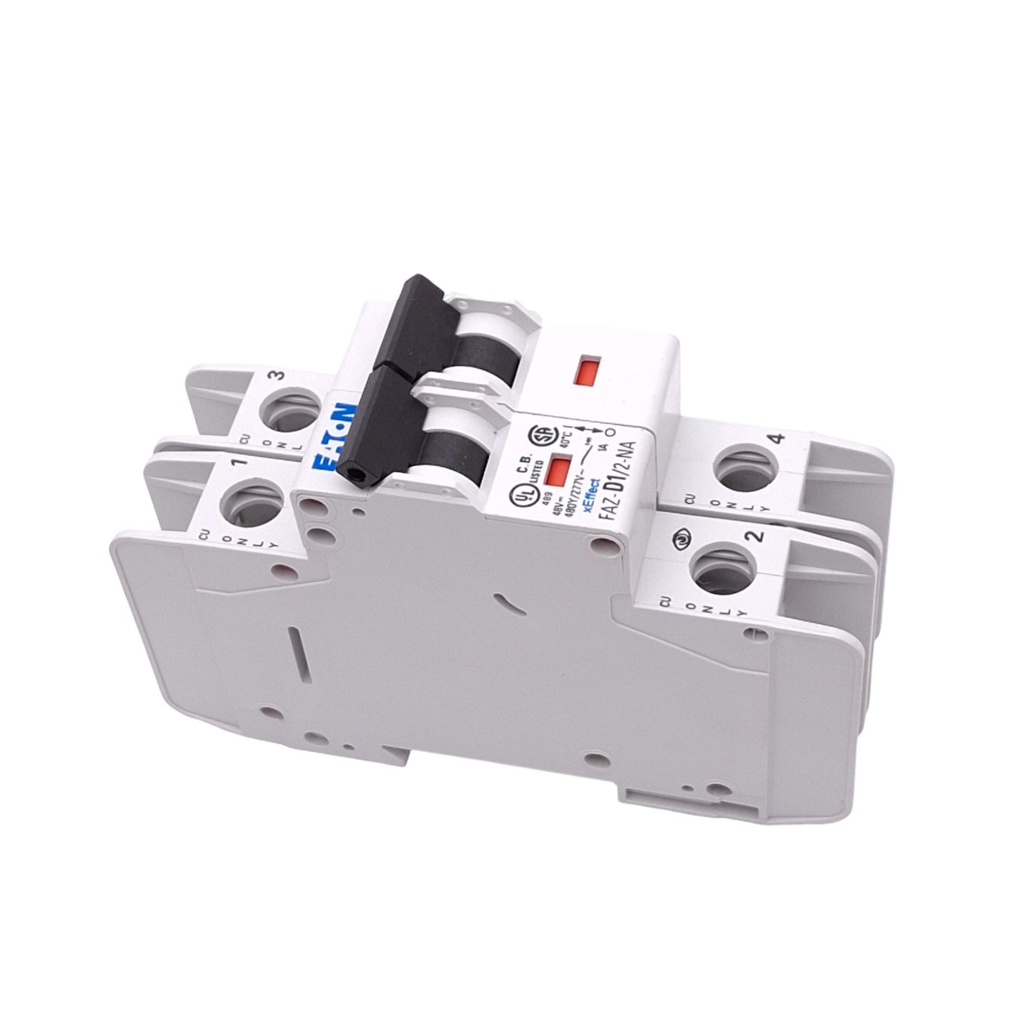 Used Eaton FAZ-D1/2-NA Circuit Breaker, 2-Pole 1A, 480Y/277VAC Max, DIN Rail