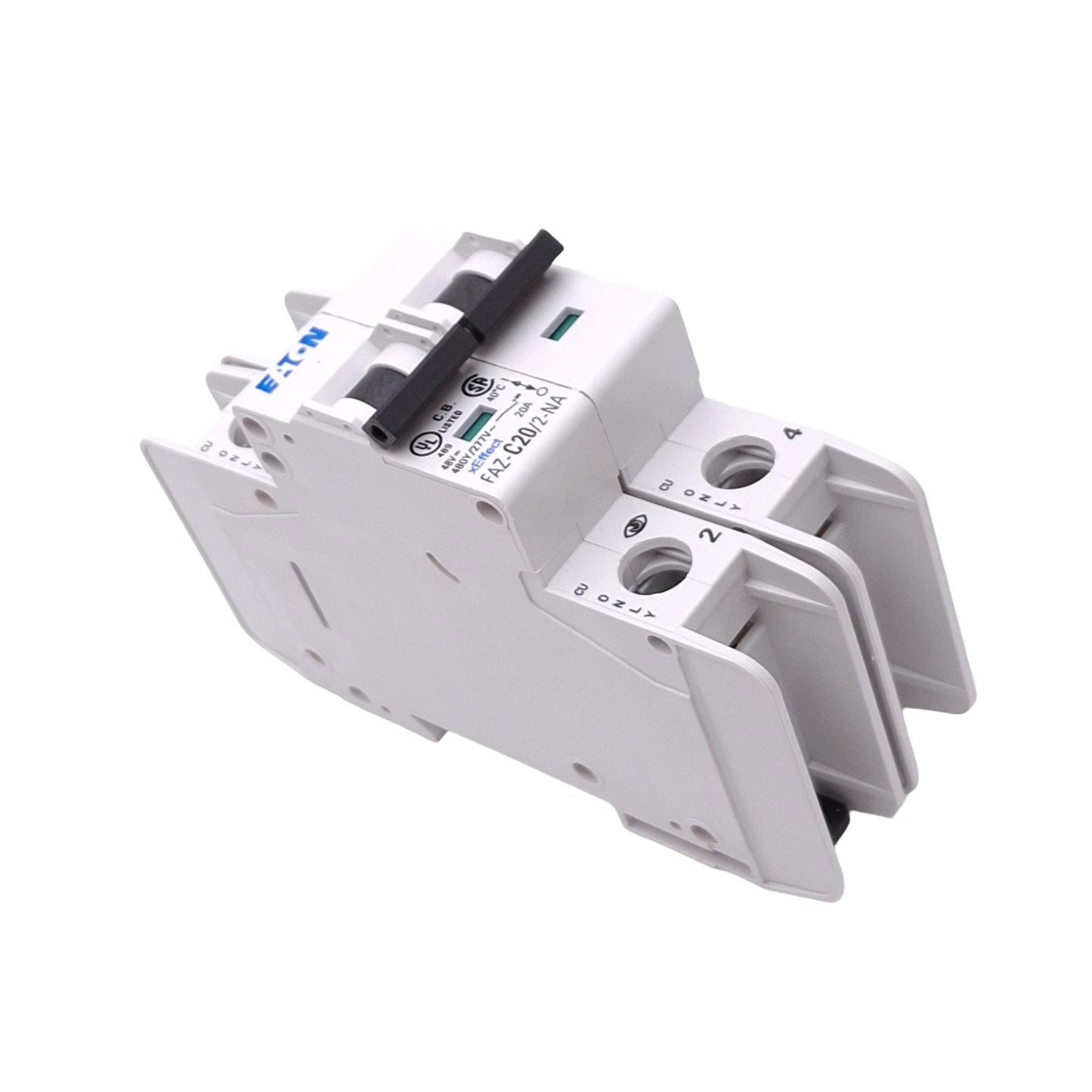 Used Eaton FAZ-C20/2-NA Circuit Breaker, 2-Pole 20A, 480Y/277VAC Max, DIN Rail
