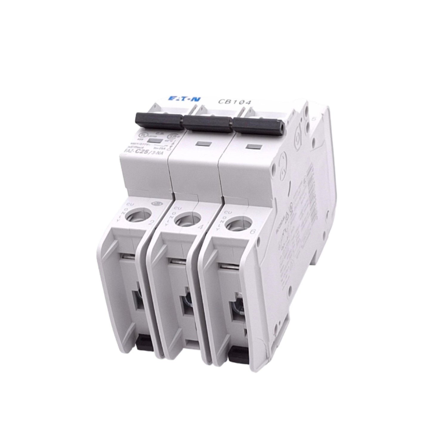 Used Eaton FAZ-C25/3-NA Circuit Breaker, 3-Pole 25A, 480Y/277VAC Max, DIN Rail