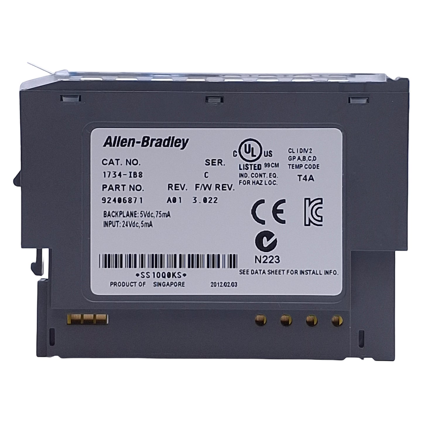 Used Allen Bradley 1734-IB8 Ser C POINT I/O Digital Input Module, 8-Point, 24VDC Sink