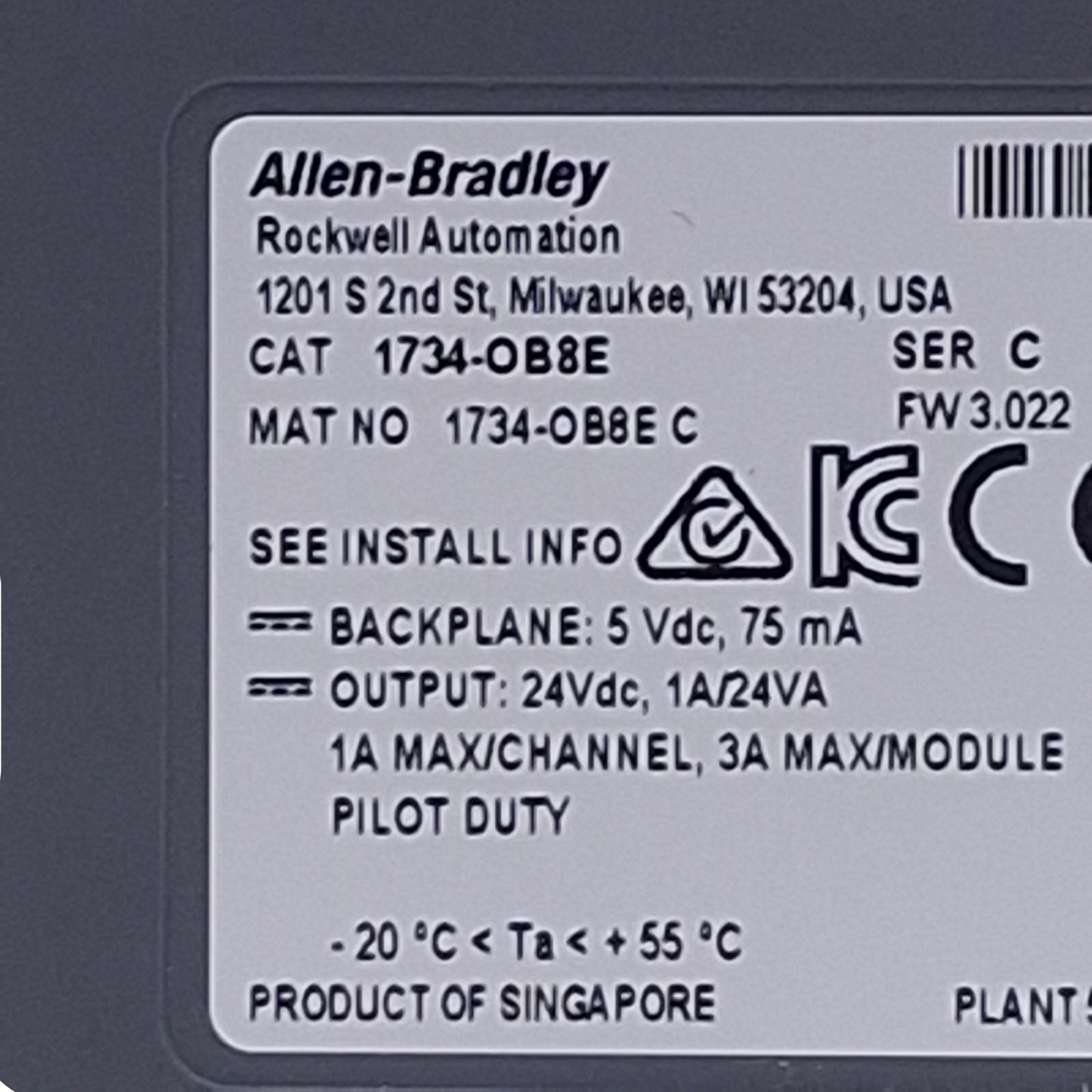 Used Allen Bradley 1734-OB8E C POINT I/O Digital Output Module, 8-Output, 24VDC