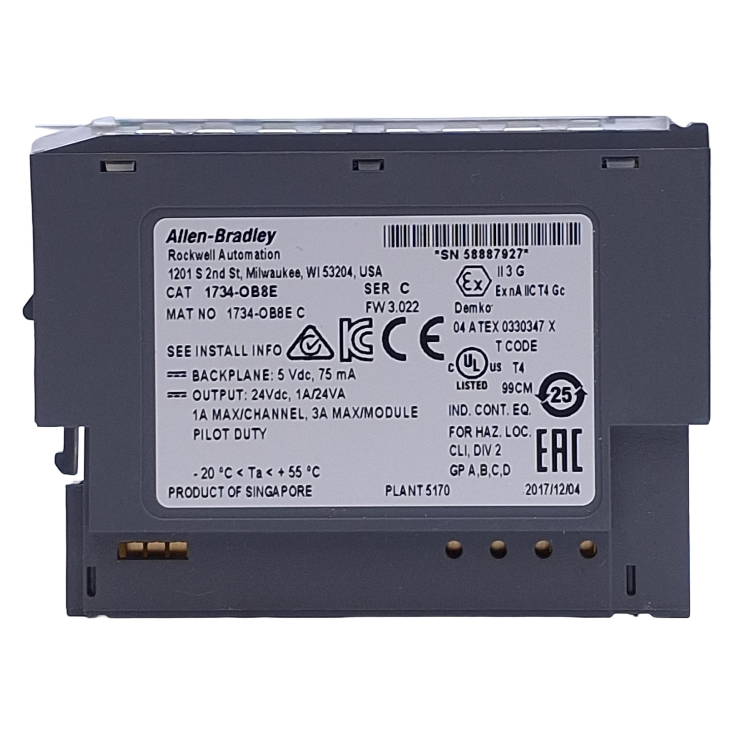 Used Allen Bradley 1734-OB8E C POINT I/O Digital Output Module, 8-Output, 24VDC