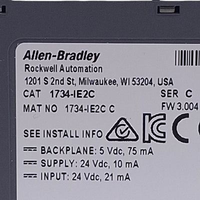 Used Allen Bradley 1734-IE2C POINT I/O Analog Input Module, 2-Input 4-20mA, 24VDC