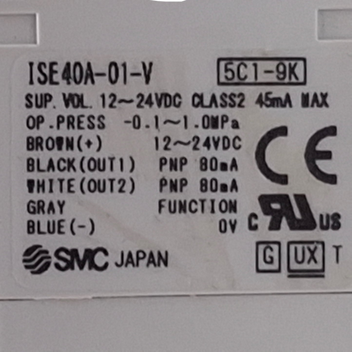Used SMC ISE40A-01-V Digital Pressure Switch, -0.1 to 1.0MPa, PNP, 1/8"NPT, 12-24VDC