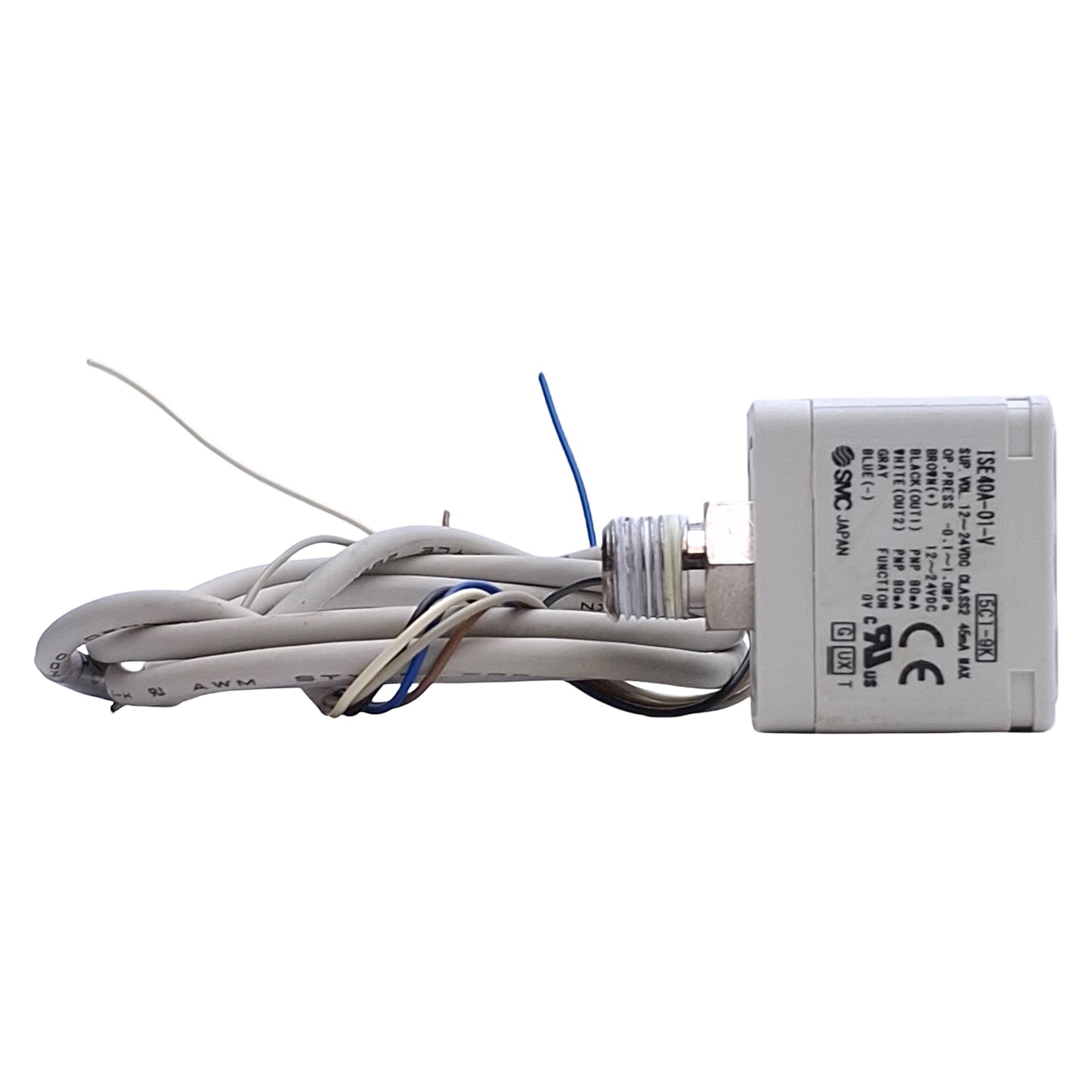 Used SMC ISE40A-01-V Digital Pressure Switch, -0.1 to 1.0MPa, PNP, 1/8"NPT, 12-24VDC