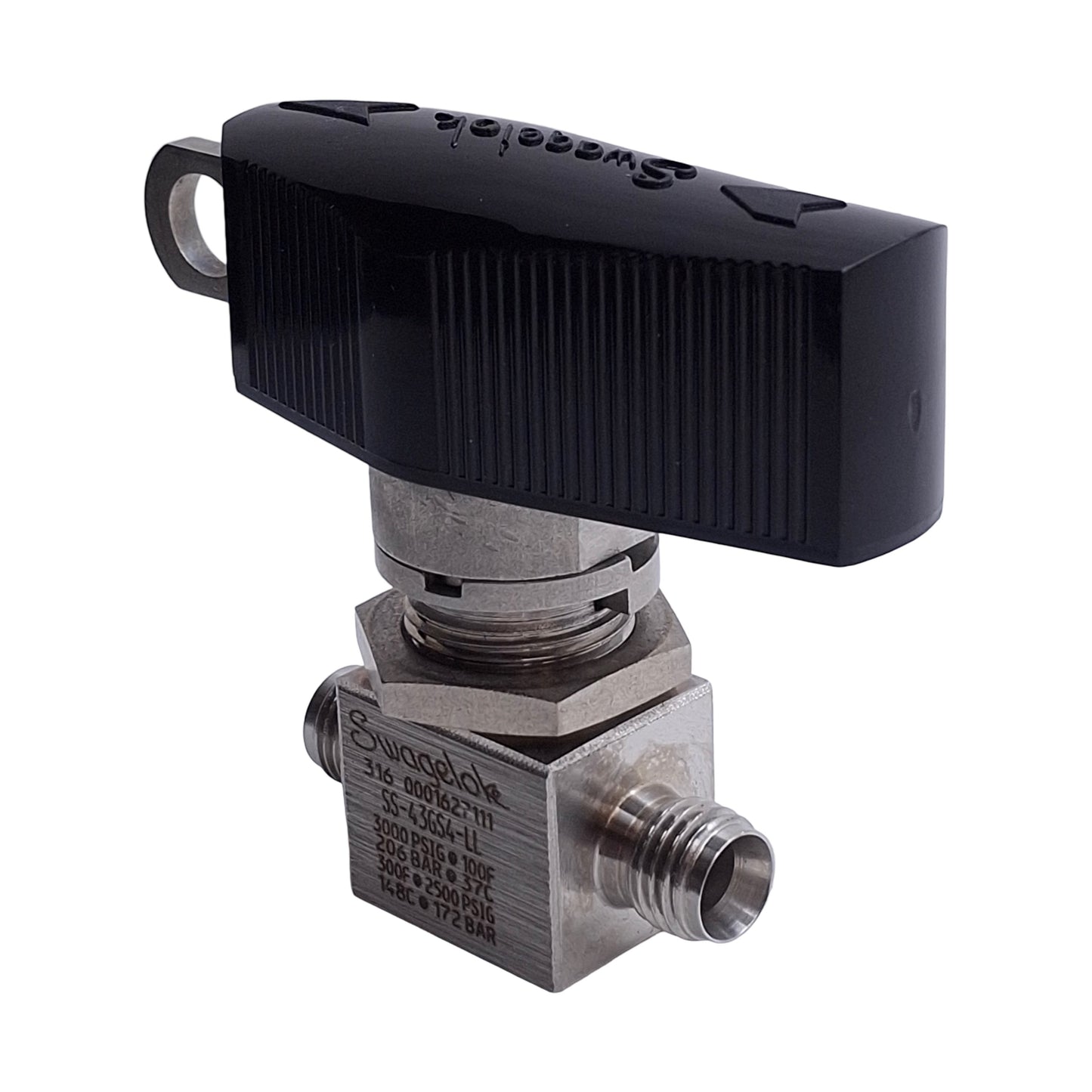 Used Swagelok SS-43GS4-LL 1-Piece Ball Valve w/ Latch Lock, 1/4in Tube, *No Nuts*