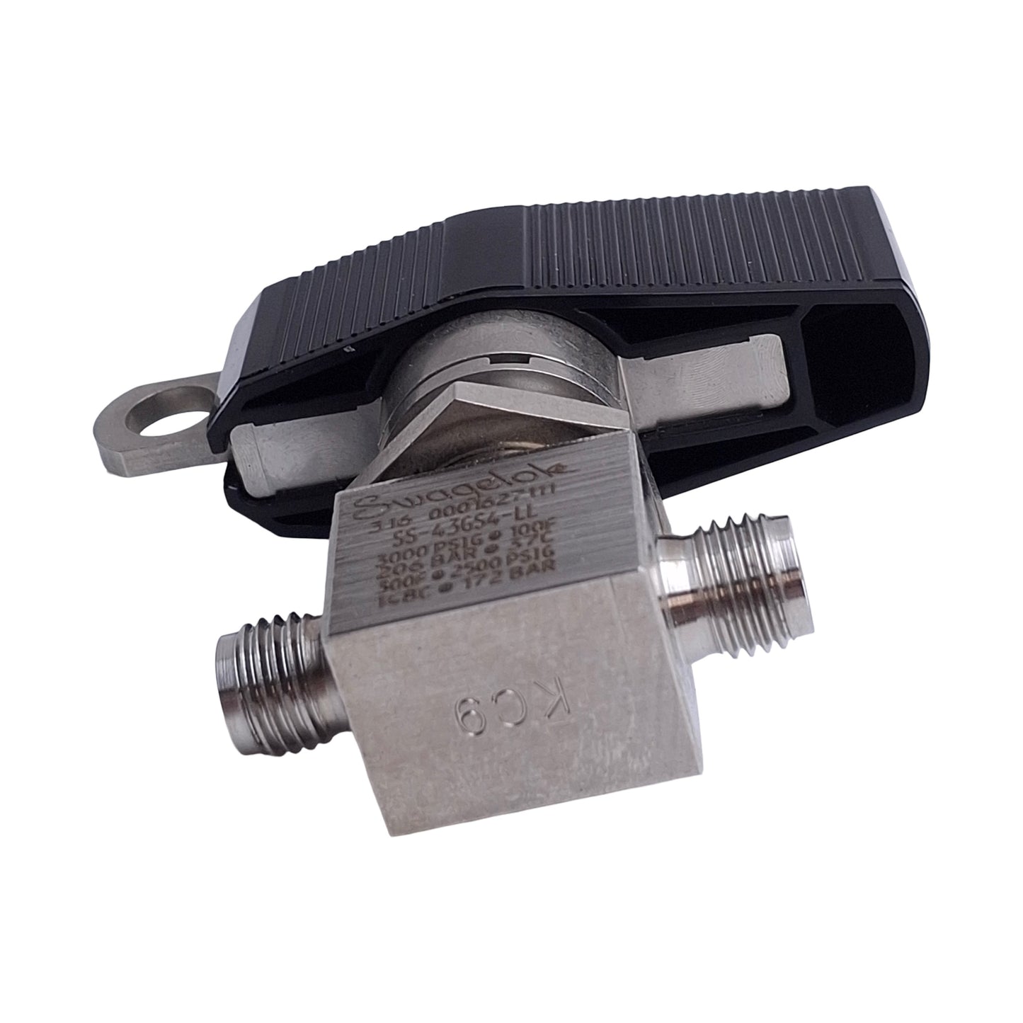 Used Swagelok SS-43GS4-LL 1-Piece Ball Valve w/ Latch Lock, 1/4in Tube, *No Nuts*