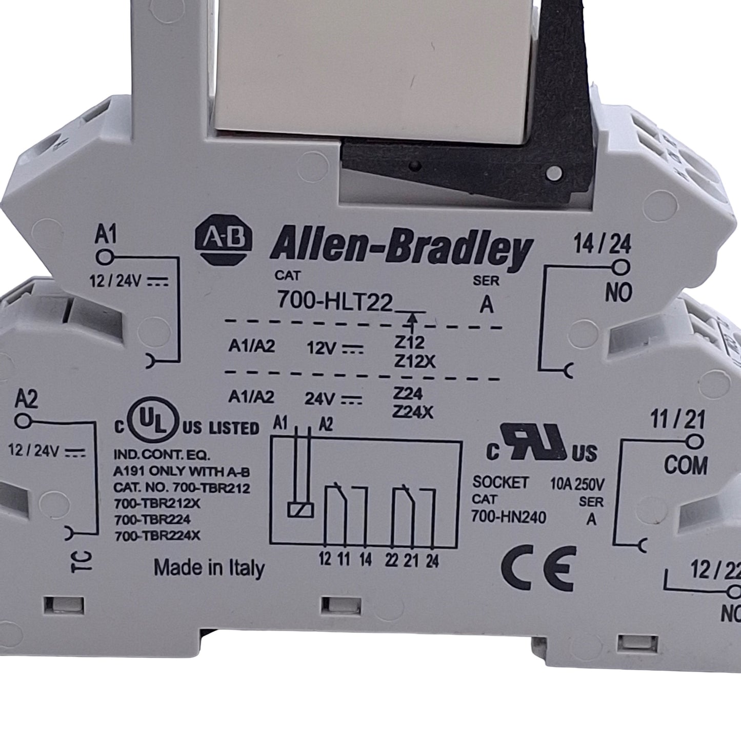 Used Lot of 2 Allen Bradley 700-HLT22Z24 Terminal Block Control Relays, 24VDC Coil