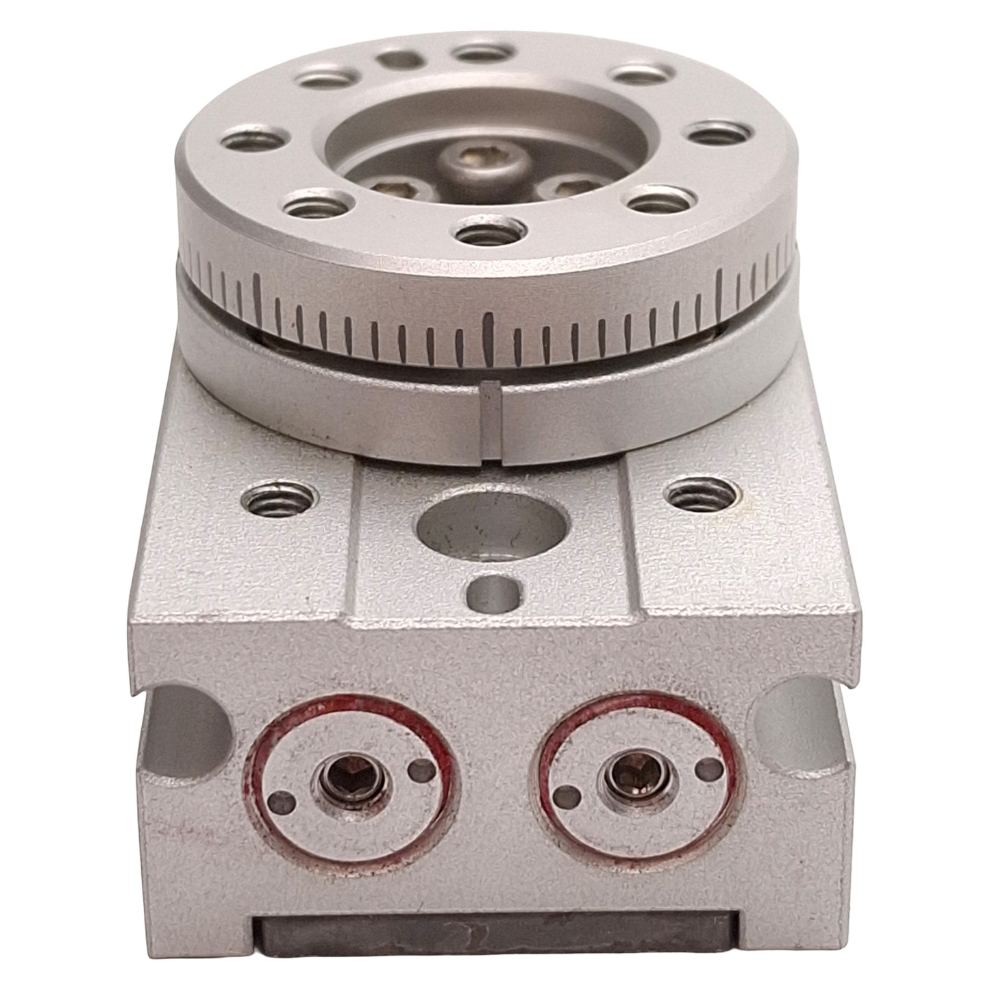 Used SMC MSQB1AE Pneumatic Rotary Table, ø6mm Bore, 190° Rotation, 0.1-0.7MPa, M3x0.5